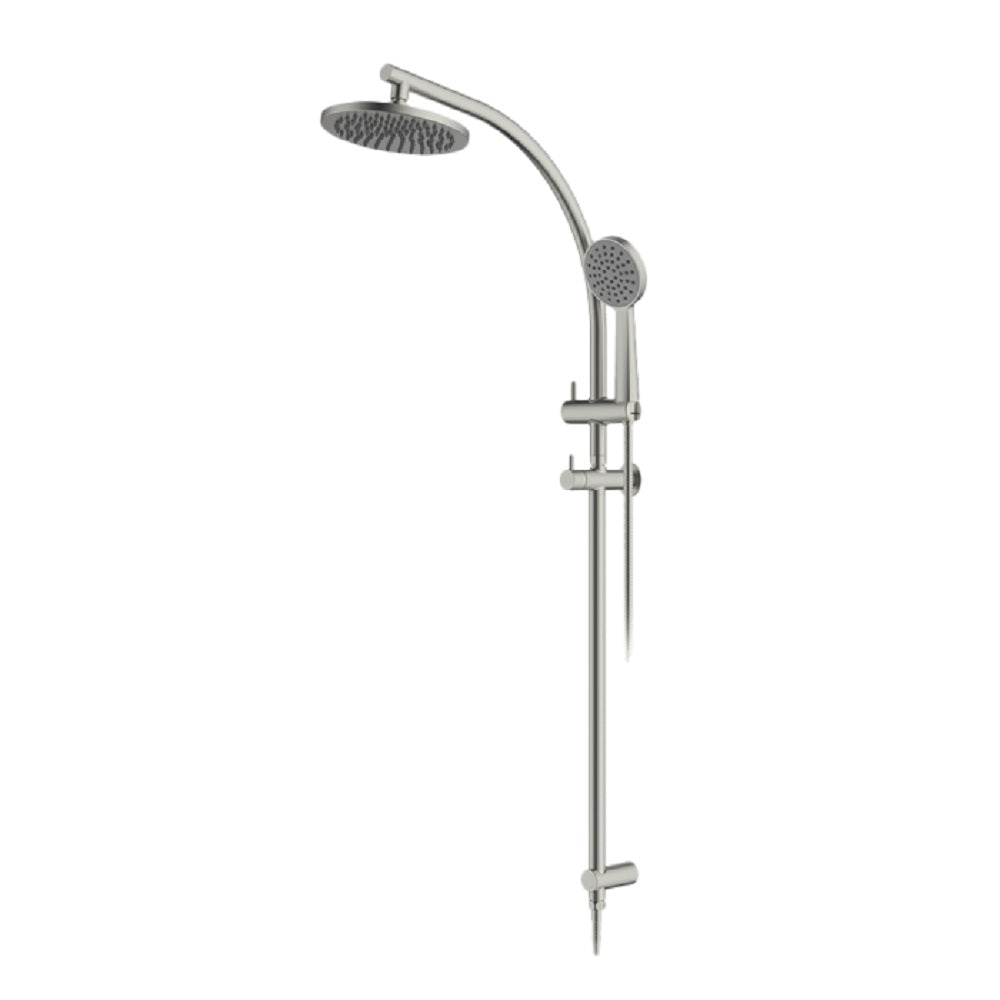 Abey Gareth Ashton Round Overhead Shower & Handshower Combo in Brushed Nickel - RHB07 BN - Perfect for Modern Bathroom Renovations & Spa-Like Shower Experience