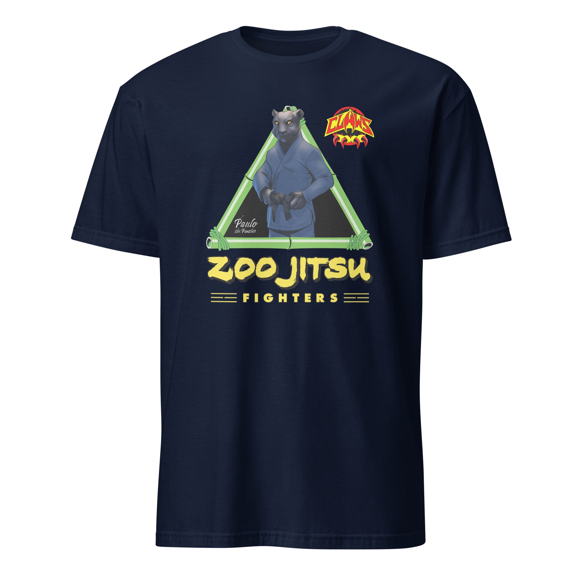 Zoo Jitsu Fighters Paulo the Panther Graphic Tee - Unisex Short Sleeve Cotton T-Shirt for Martial Arts Fans & Animal Lovers - Perfect for Training, Gyms, and Casual Wear
