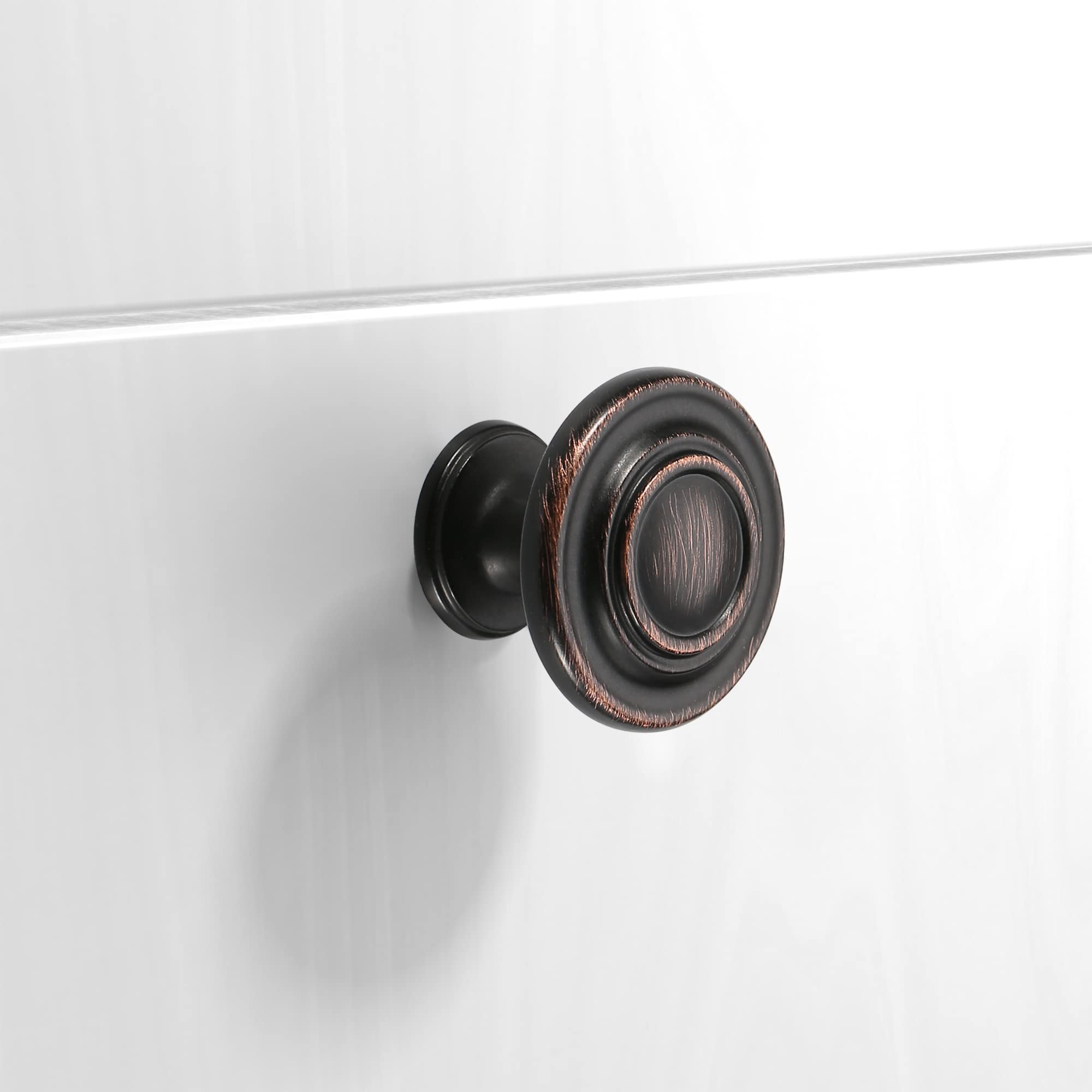 Amerdeco 30 Pack Oil Rubbed Bronze Cabinet Knobs - 1-1/4 Inch Single Hole Dresser & Drawer Pulls - Rustic Hardware for Bathroom, Kitchen & Furniture (Perfect for Cabinets, Wardrobes & DIY Home Decor)