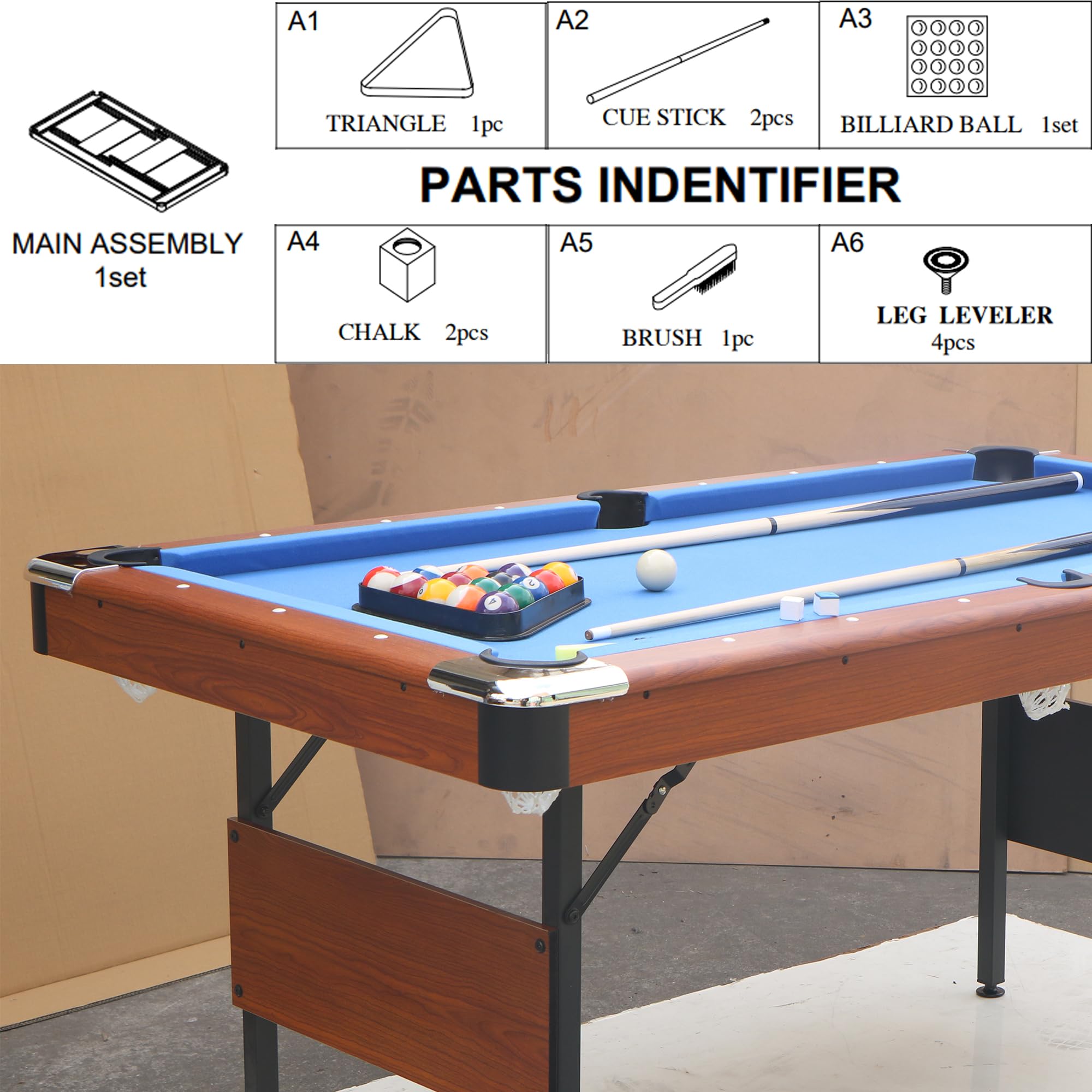 5.5 Ft Portable Billiard Table with 1-7/8