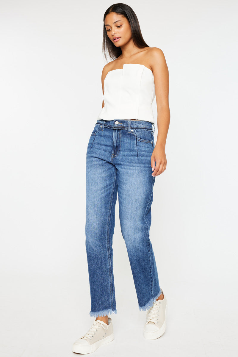 Angelina High Rise Slim Straight Leg Jeans for Women - Stretchy Denim Pants, Comfortable & Flattering Fit - Perfect for Casual Wear, Office & Date Night