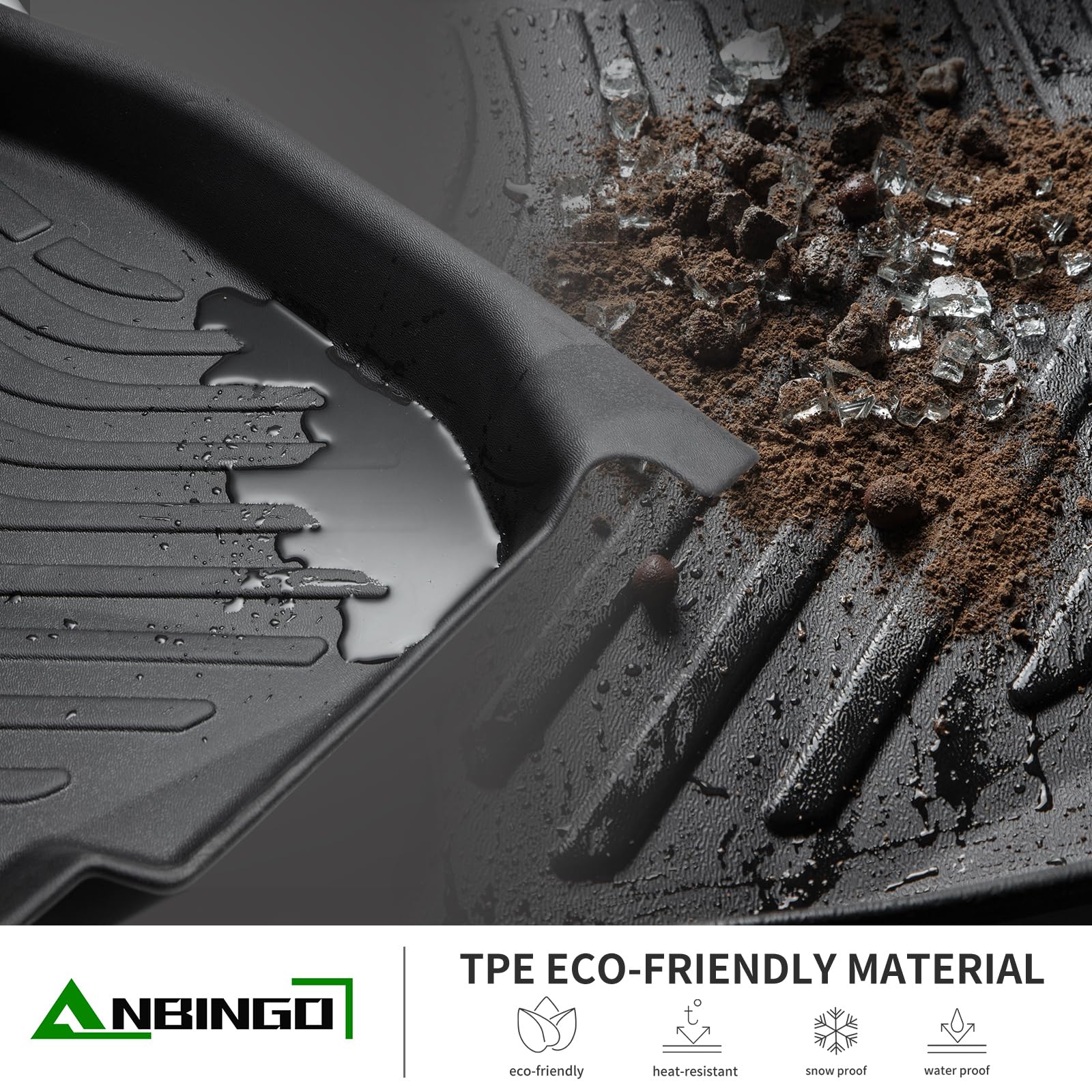 ANBINGO® Waterproof All-Weather Floor Mats for VW Golf MK7 (2015-2021) - Full Set Front & Rear Custom Fit Car Mats - Golf/Golf Alltrack/GTI/R/Sportwagen Accessories - Durable Black Floor Liners for Driving Comfort & Car Protection
