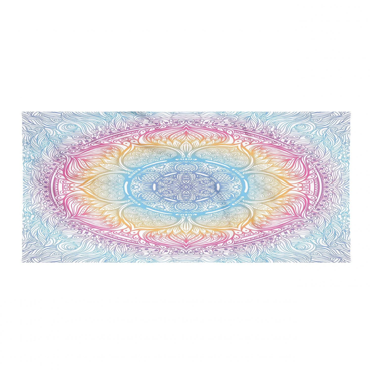 Ambesonne Ethnic Camping Towel - Vivid Boho Round Lotus Design, Quick Dry Lightweight Microfiber for Backpacking, Hiking & Travel | Compact Towel for Beach, Yoga, Gym & Outdoor Adventures