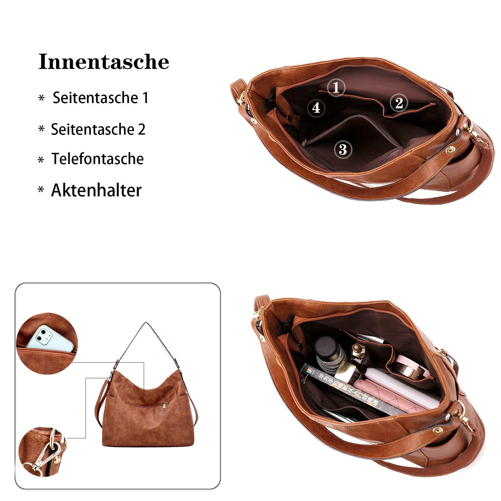Stylish Women's PU Leather Hobo Shoulder Bag - Large Capacity Crossbody Purse with Zipper for Daily Use, Work & Travel