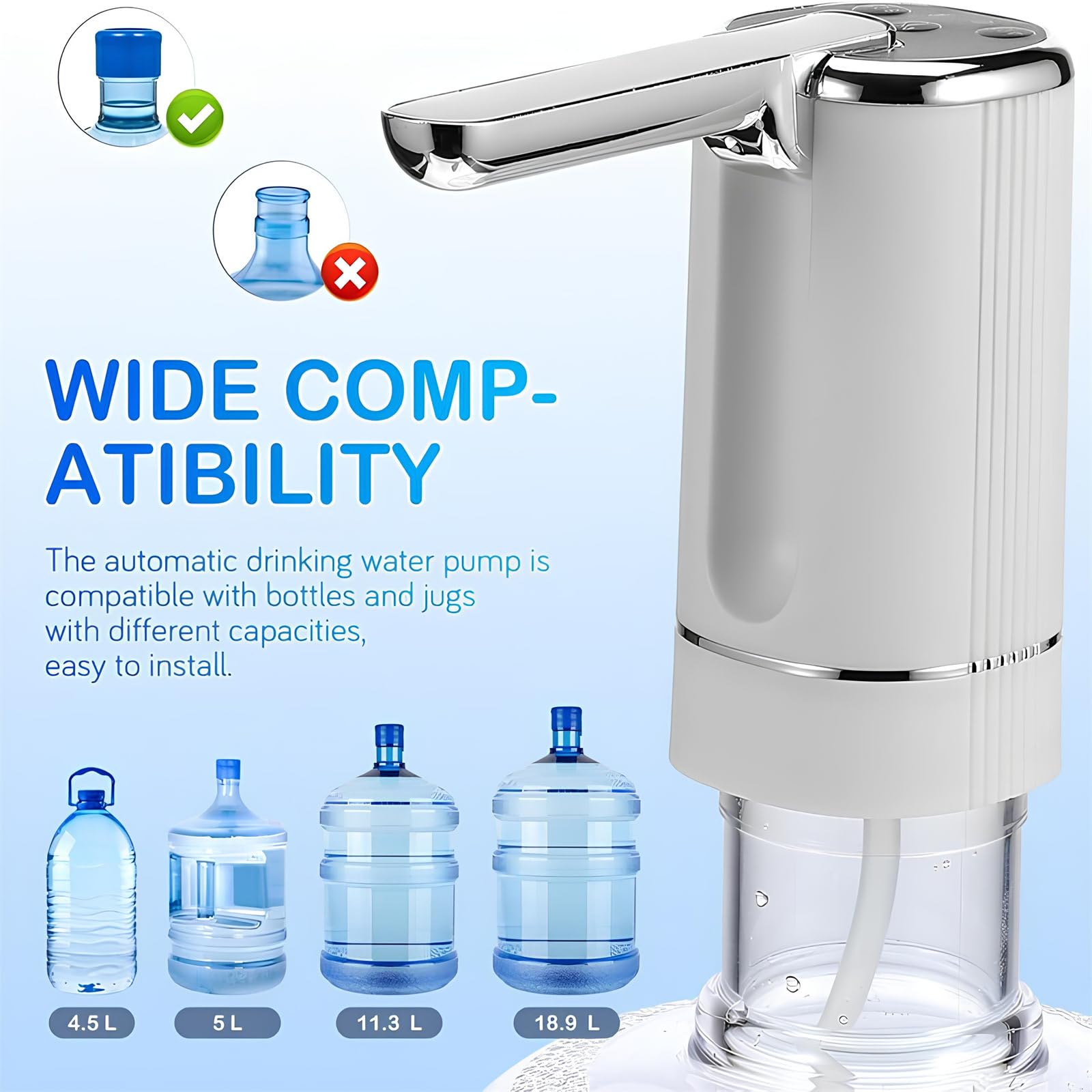 Electric Water Dispenser Pump - 3 Modes Portable Automatic Water Dispenser for Home, Office & Camping | Perfect for Kitchen Countertops, Outdoor Adventures & Emergency Hydration