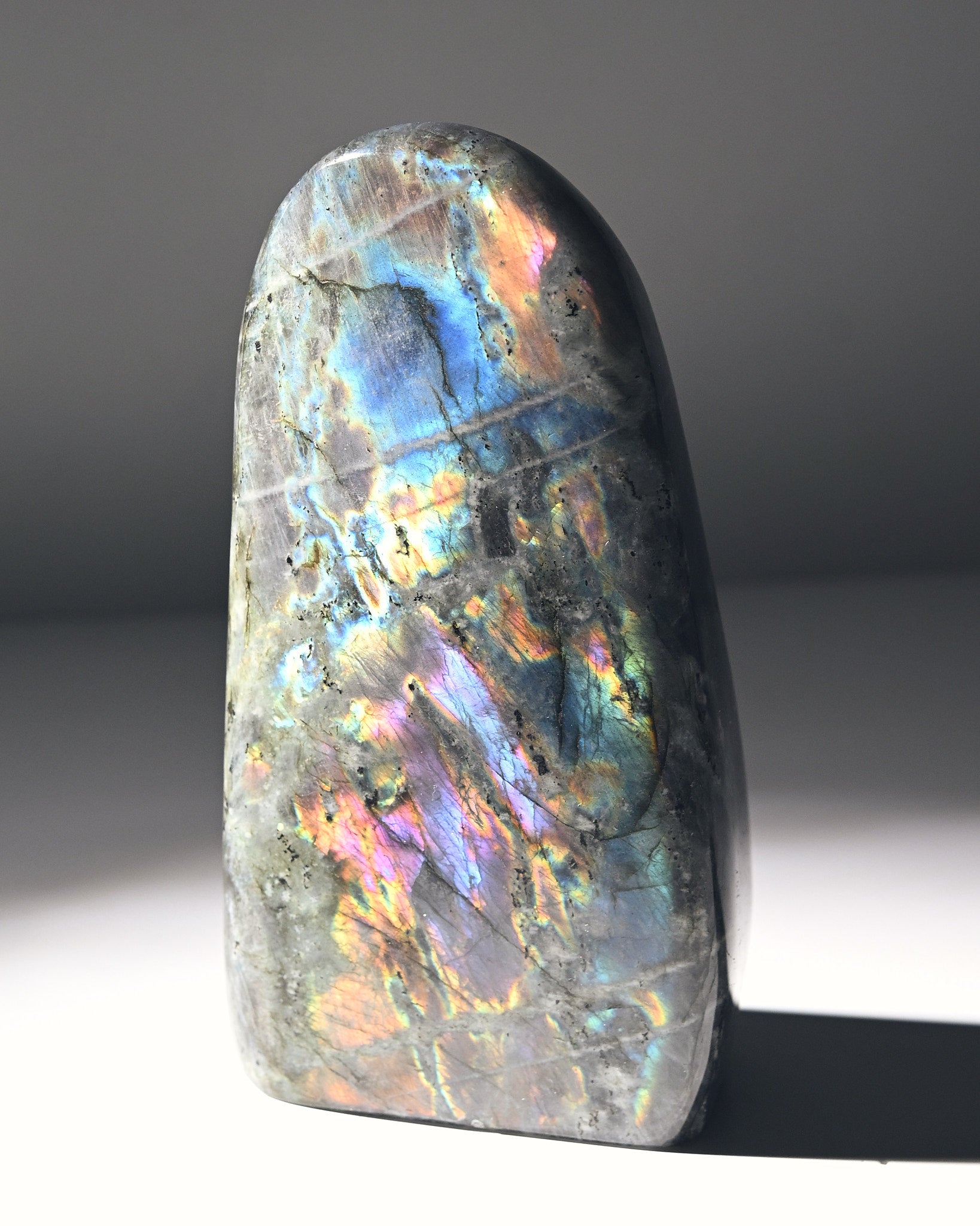 Natural Purple Labradorite Free Form Stone - Polished Healing Crystal (4.1lbs) for Meditation, Home Decor & Spiritual Energy Work