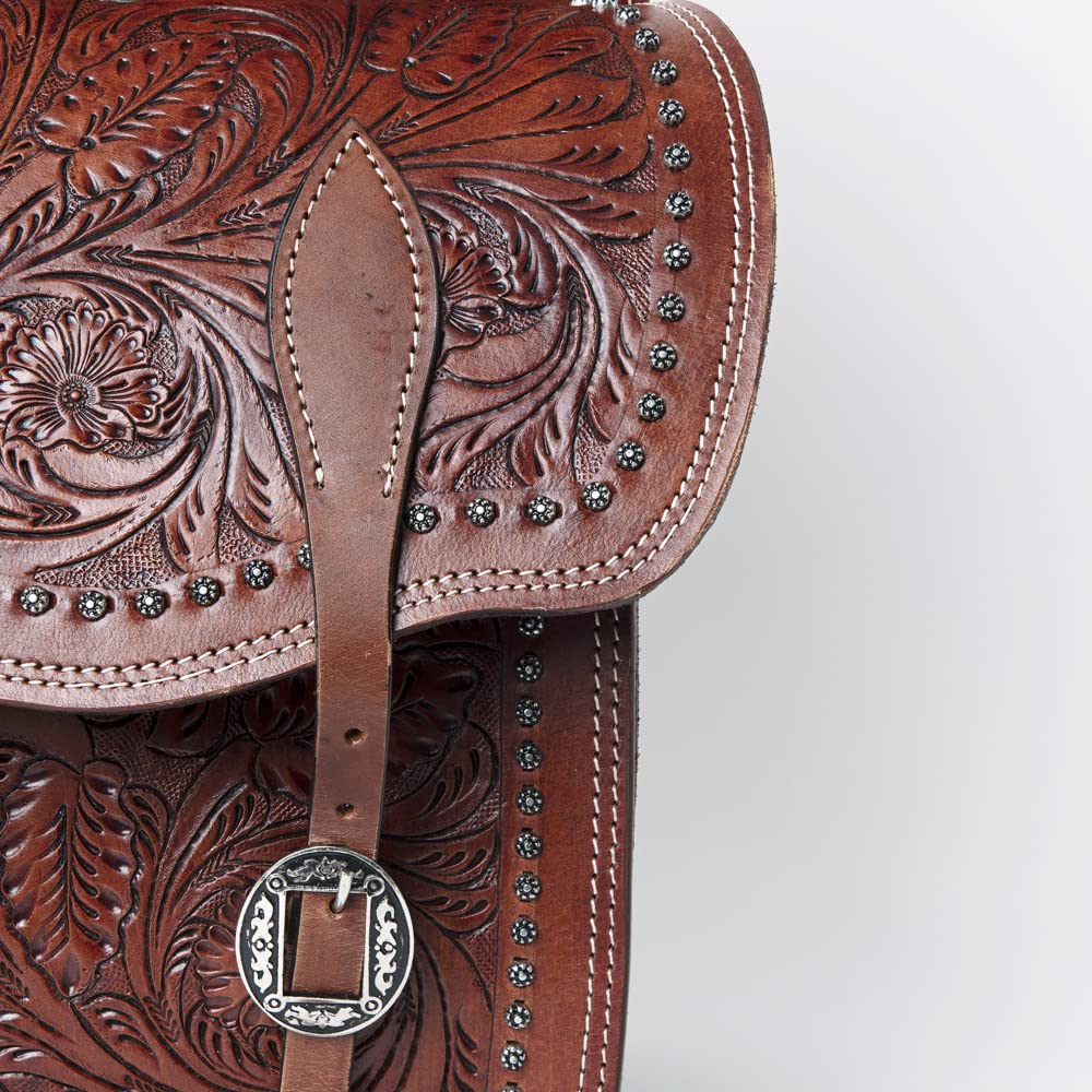 HILASON Soft Leather Horse Saddle Bag Brown | Western Equestrian Saddle Bag with Adjustable Closure | Durable Riding Accessory for Trail Riding, Horse Shows & Ranch Work