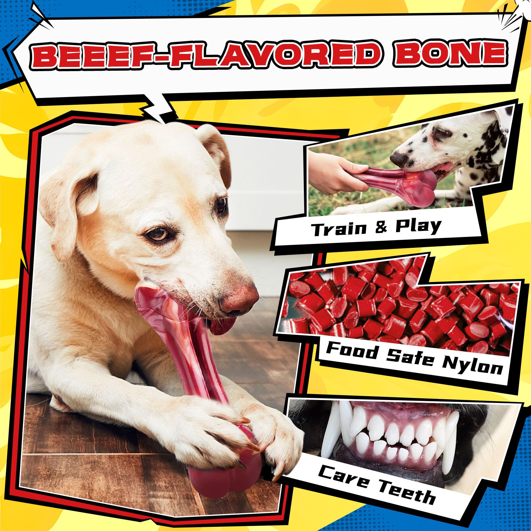12 Pack Durable Dog Chew Toys for Aggressive Chewers - Heavy Duty Rope Toys, Squeaky Toys & Indestructible Chew Bones for Medium, Large & X-Large Dogs - Perfect for Playtime, Training & Teeth Cleaning