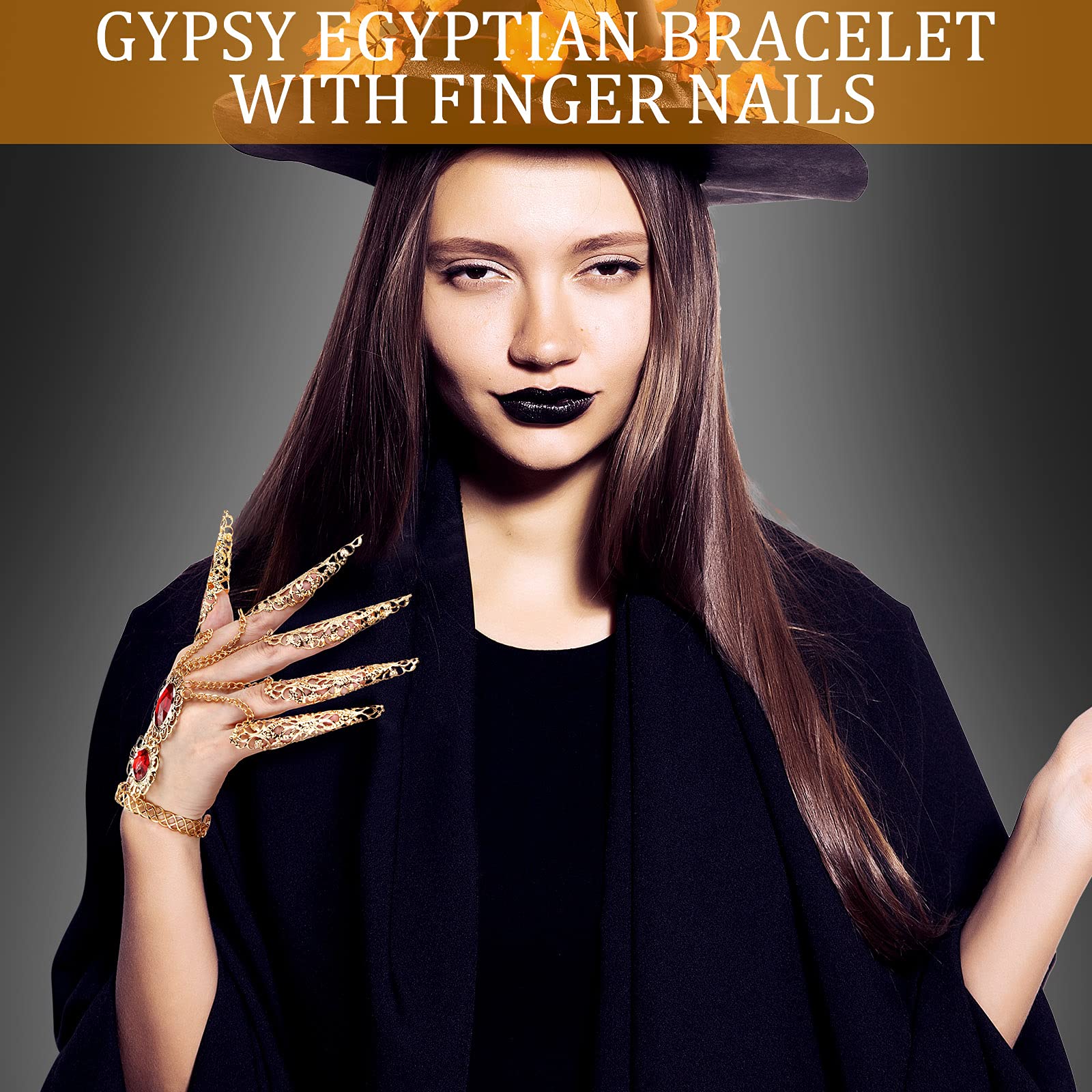 Maitys 2-Piece Gold Belly Dance Bracelets Set - Acrylic Inlaid Egyptian Gypsy Style Jewelry for Women | Perfect for Halloween Costume, Dance Performances & Boho Fashion Accessories