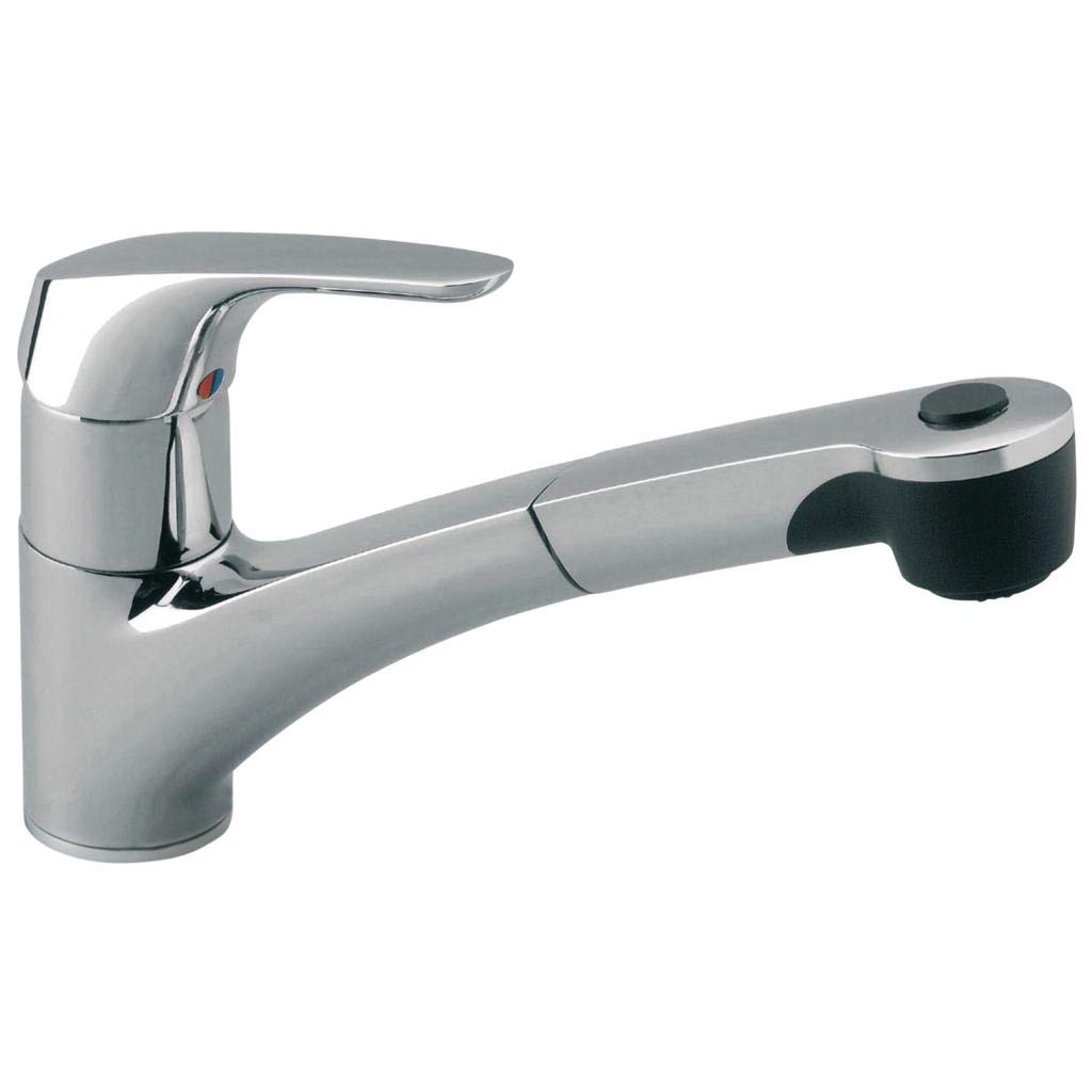 Ideal Standard B5347AA Cerasprint Single Lever Kitchen Faucet with Pull-Out Sprayer, 2-Function Chrome Finish - Perfect for Modern Sinks & Countertops