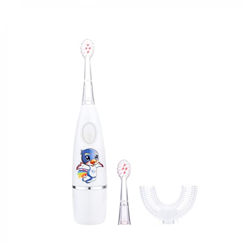 Kids Electric Toothbrush with Soft Silicone Brush Heads - Teeth Cleaning & Whitening Cartoon Toothbrush Kit for Children Ages 3-6 | Gentle Dental Care for Toddlers, Perfect for Morning & Nighttime Brushing Routines