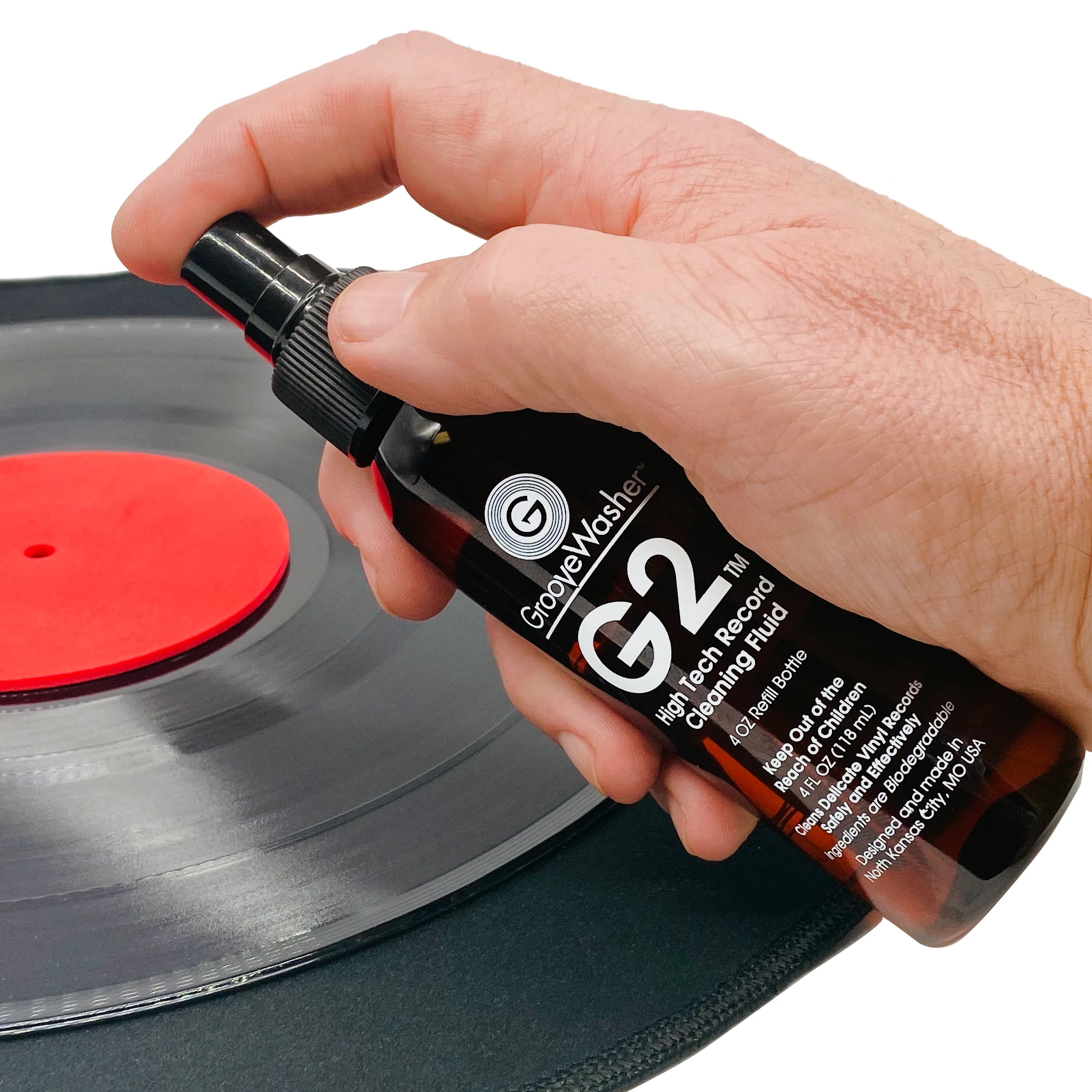 GrooveWasher Vinyl Record Cleaner Kit - Professional LP & Stylus Cleaning System for Audiophiles - Perfect for Home Music Listening & DJ Setup
