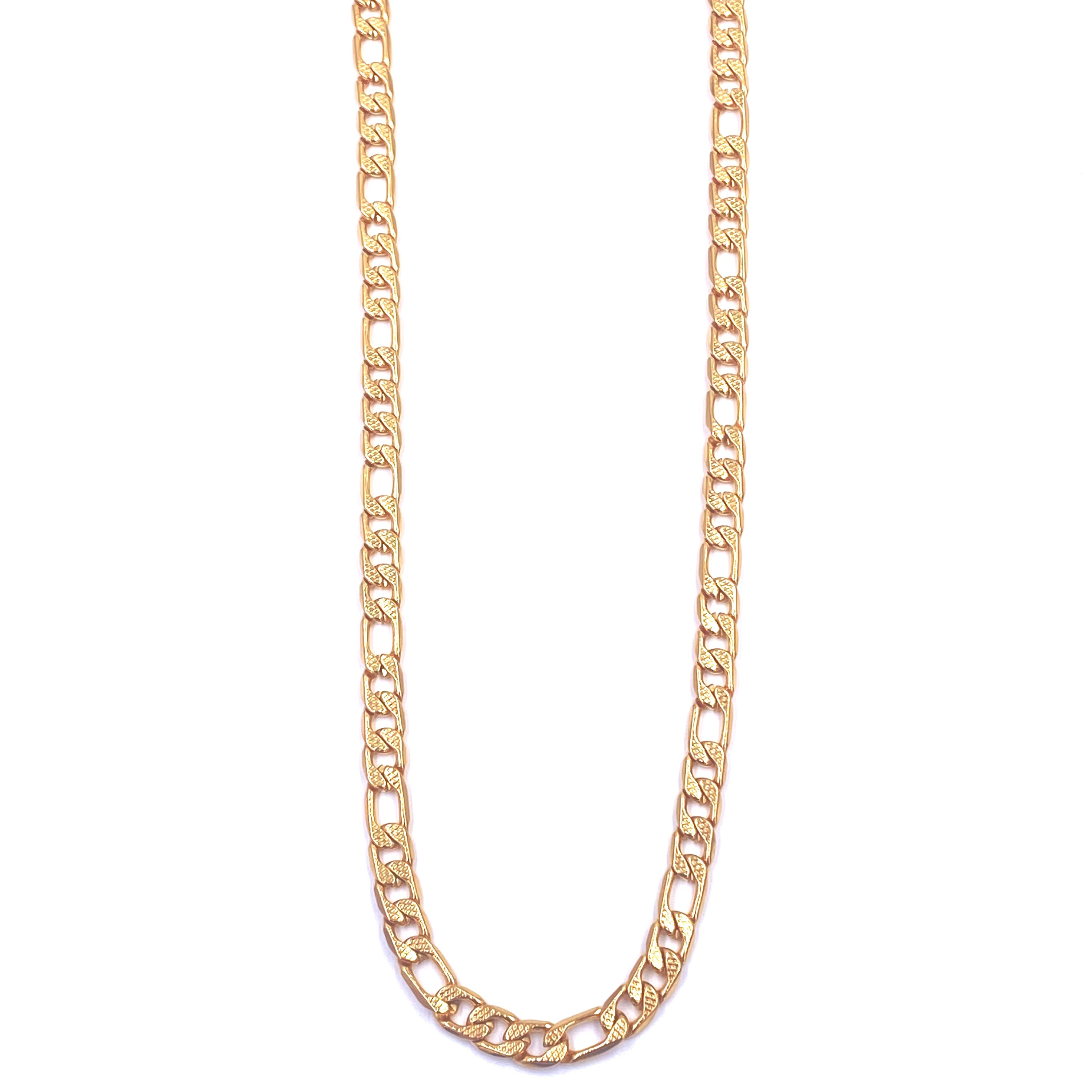 Ashley Gold Stainless Steel Faceted Figaro Chain Necklace for Men - Durable & Hypoallergenic Jewelry Gift for Him, Perfect for Date Night & Special Occasions