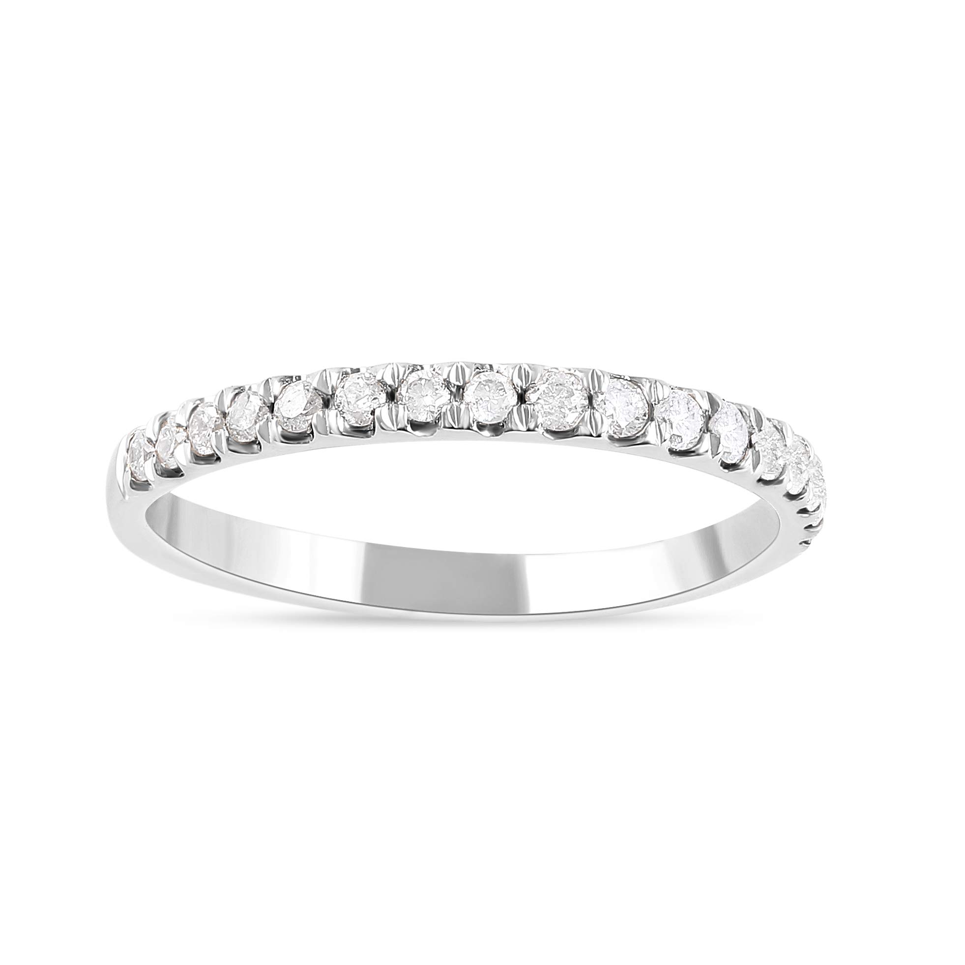 14K White Gold 1/3 CT Diamond Wedding Band for Women - Sterling Silver Rhodium Plated Engagement Ring, Anniversary Gift for Her - Perfect for Bridal, Valentine's Day & Special Occasions