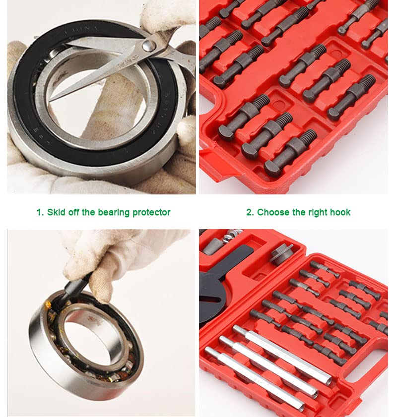 21 in 1 Bearing Puller Set - 3 Jaw Puller & Blind Bearing Puller with Inner Hole Removal Tool | Professional Automotive Repair Kit in Plastic Case | Perfect for Car, Motorcycle & Industrial Equipment Maintenance