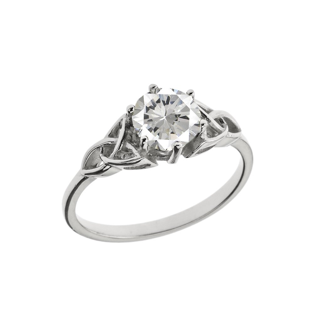 14k White Gold Celtic Trinity Knot Engagement Ring with Birthstone - Personalized Proposal Ring for Women, Size 12 - Perfect for Weddings, Anniversaries & Special Occasions