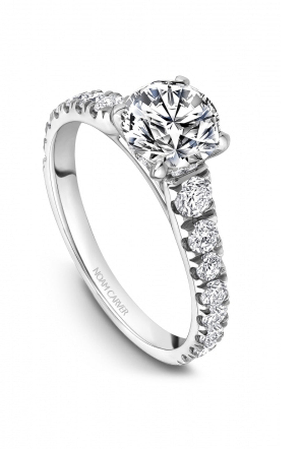 Noam Carver B519 01A Bridal Engagement Ring - 14K White Gold Diamond Wedding Band for Women - Perfect for Proposals, Anniversaries & Special Occasions