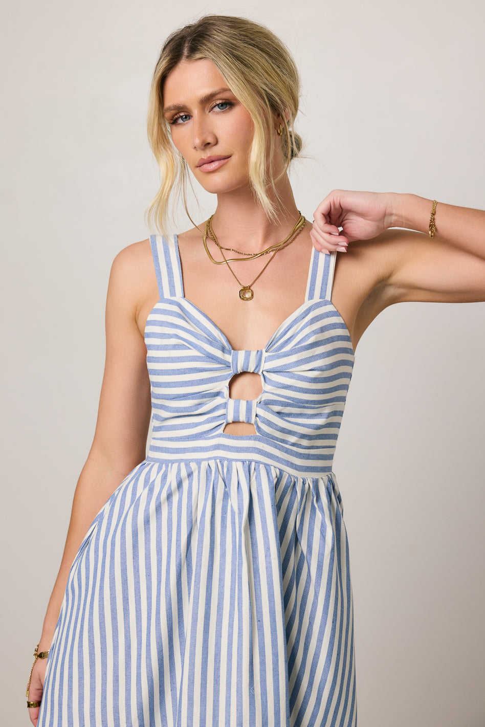 Archie Striped Midi Dress for Women - Flowy Summer Casual Dress with Pockets | Perfect for Beach Vacations, Brunch Dates & Office Wear