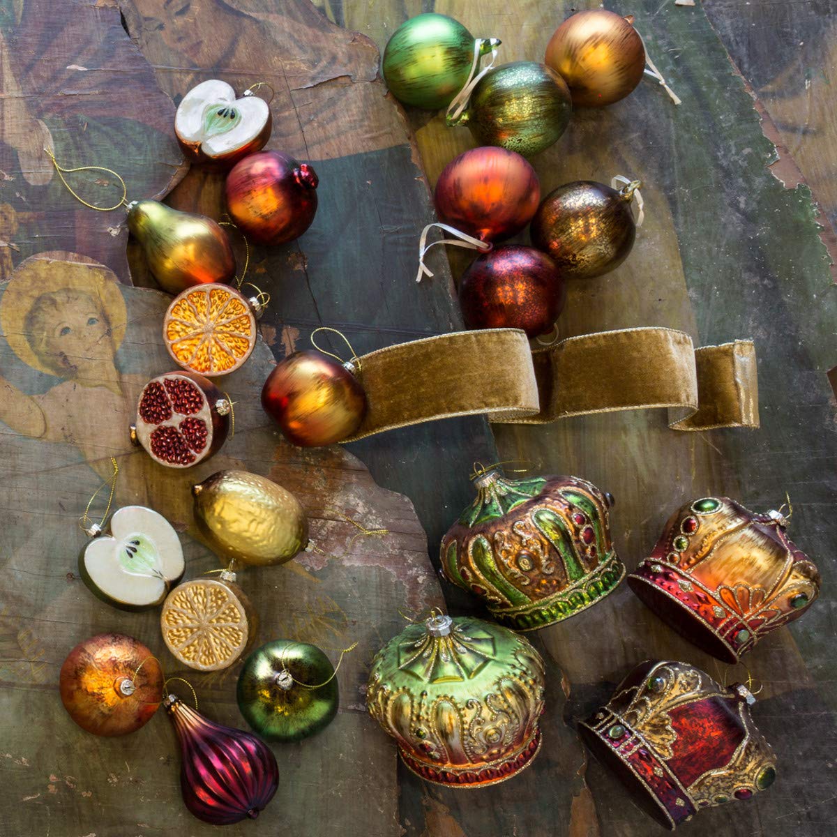 Park Hill Collection Set of 12 Jewel-Toned Christmas Fruit Ornaments XAO80707 - Perfect for Holiday Tree Decorations, Festive Home Decor & Gift Giving