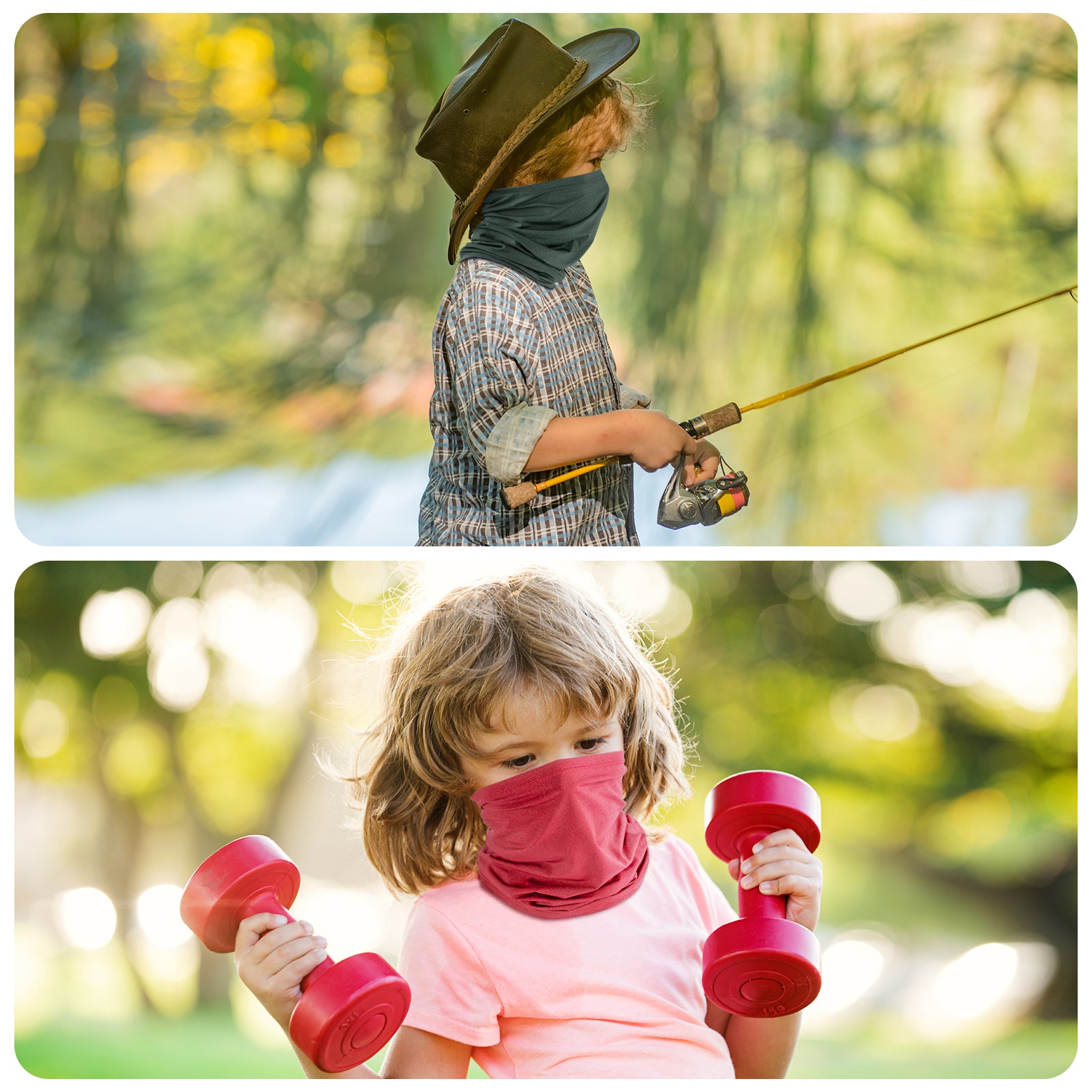 TJKL106 (3 Pack) Kids Bandanas & Neck Gaiters - Soft Cotton Face Cover for Outdoor Activities, Sports, and Sun Protection