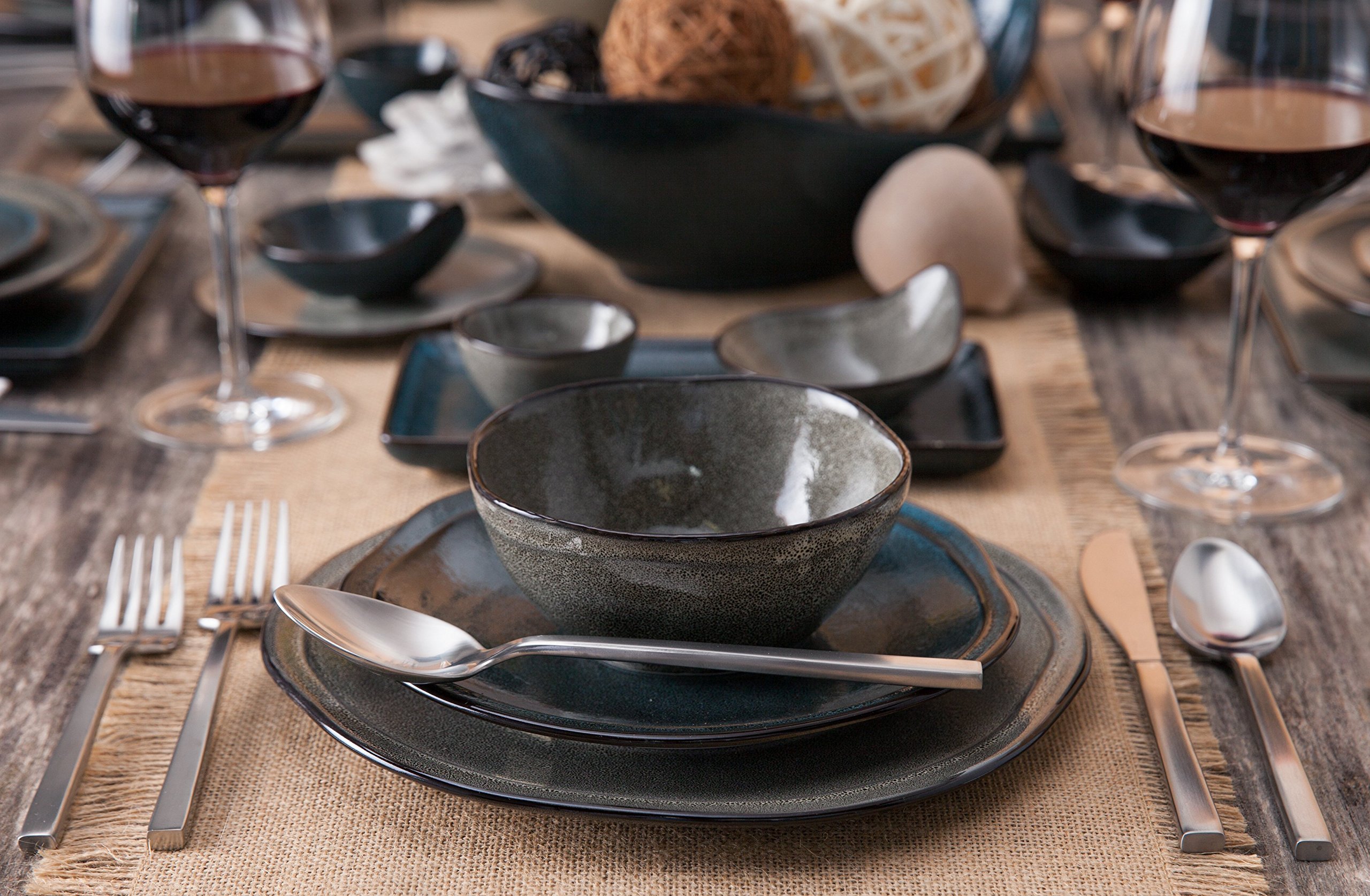 D&V Stone Porcelain Dinnerware Bowl Set of 3 - 7.5 Inch Ceramic Soup Bowls for Dining, Serving & Entertaining - Elegant Twilight Design - Microwave & Dishwasher Safe - Perfect for Restaurants, Home Kitchen & Gifts