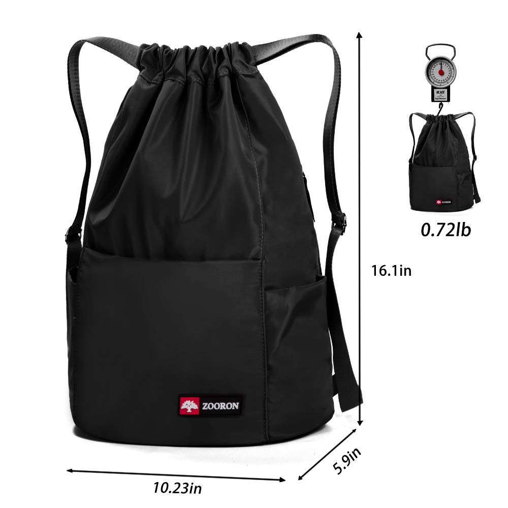 ZOORON Waterproof Drawstring Gym Backpack for Men & Women - Lightweight Sports Sack with Adjustable Straps, Perfect for Gym, Travel & Outdoor Activities | Durable Mini Daypack for Workout, Running & Hiking