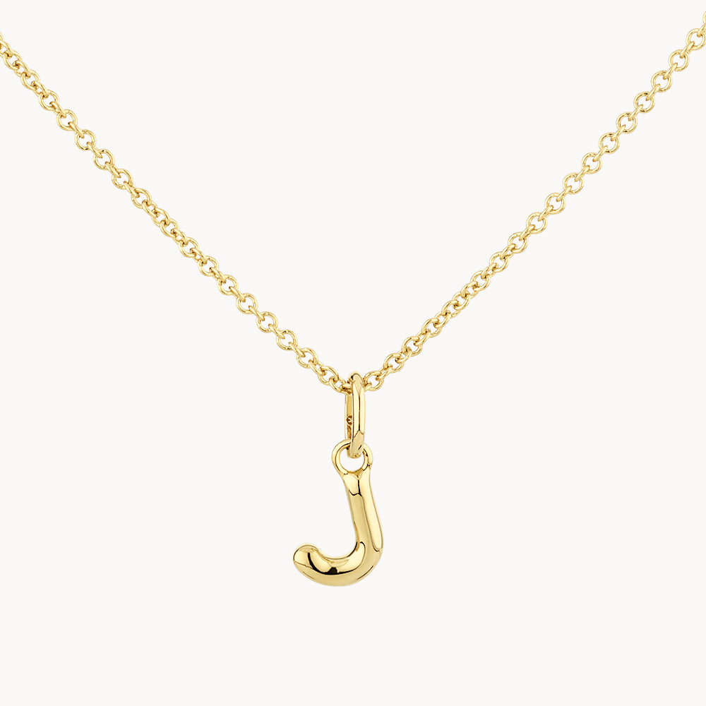 Gold Bubble Letter Necklace - Personalized Initial Pendant for Women - Perfect for Gifts, Birthdays & Everyday Wear