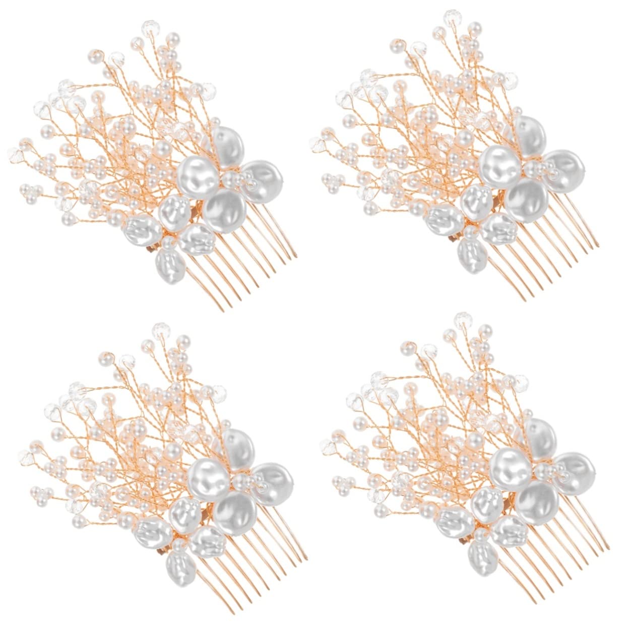 Lurrose 4pcs Silver Rhinestone Hair Comb Set - Elegant Bridal Headpiece for Wedding, Bridesmaid, and Bride | Crystal Hair Accessories for Side Updos, Prom, and Special Occasions