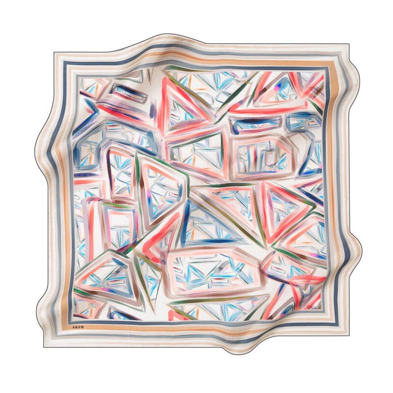 Aker Avant Garde Geometric Silk Scarf No. 21 - Luxury Fashion Accessory for Women, Elegant Square Scarf for Office, Party & Travel