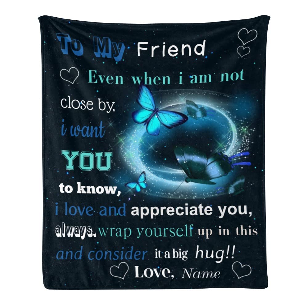 Personalized Fleece Blanket with Name - Custom Butterfly Throw Blanket 50