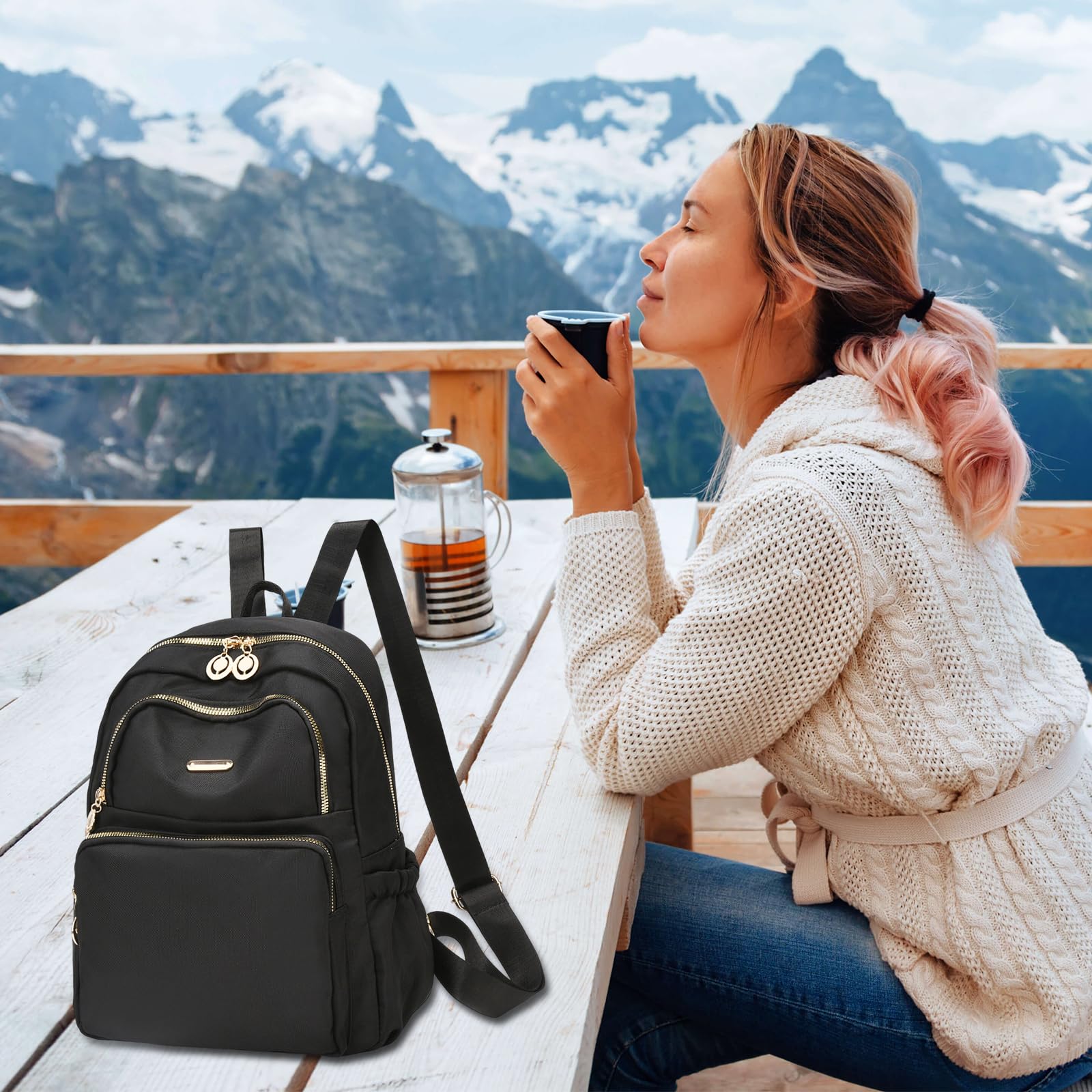 **IHayner Mini Backpack Purse for Women - Lightweight Nylon Small Backpack, Casual Daypack for College, Work & Travel - Black | Perfect for Everyday Use, Commuting & Weekend Getaways**