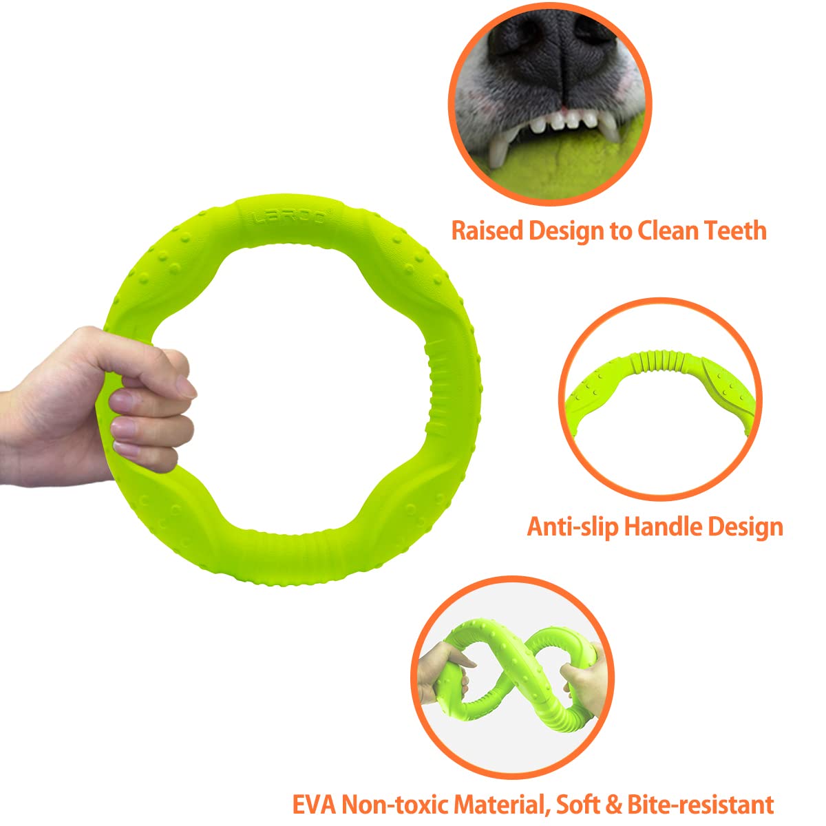 **LaRoo Floating Dog Flying Ring Toy - Durable Outdoor Chew Disc for Medium & Large Dogs - Perfect for Summer Fetch Training & Water Play (Medium Green, 22cm)**