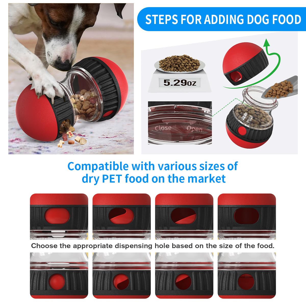 Interactive Treat Dispensing Dog Toys & Adjustable Slow Feeder Ball - Puzzle Toy for Mental Stimulation - Keeps Dogs Busy & Entertained - Perfect for Mealtime, Training & Boredom Relief