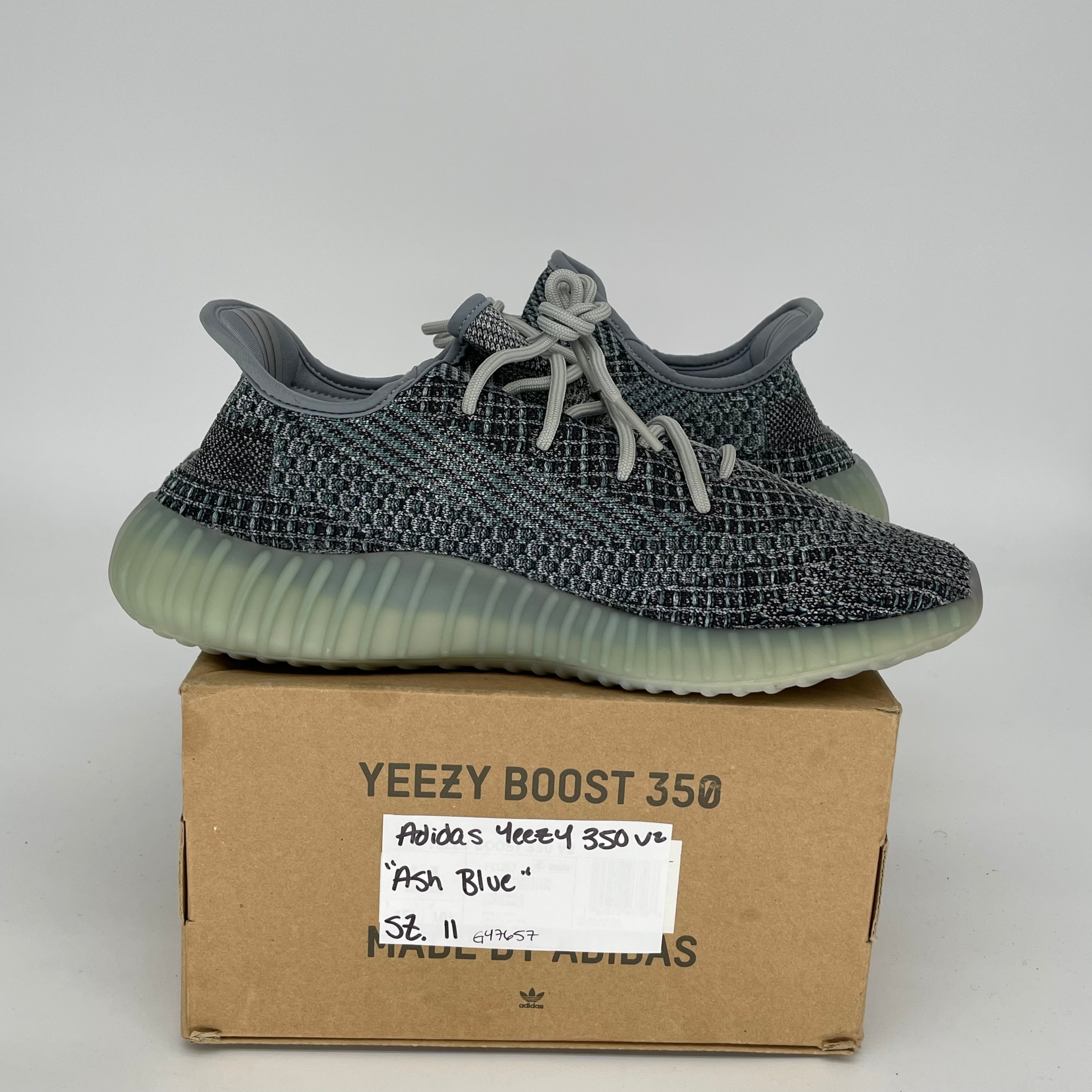 Adidas Yeezy Boost 350 V2 Ash Blue Sneakers - Men's Size 11 (GY7657) | Comfortable Running Shoes for Gym, Casual Wear & Street Fashion