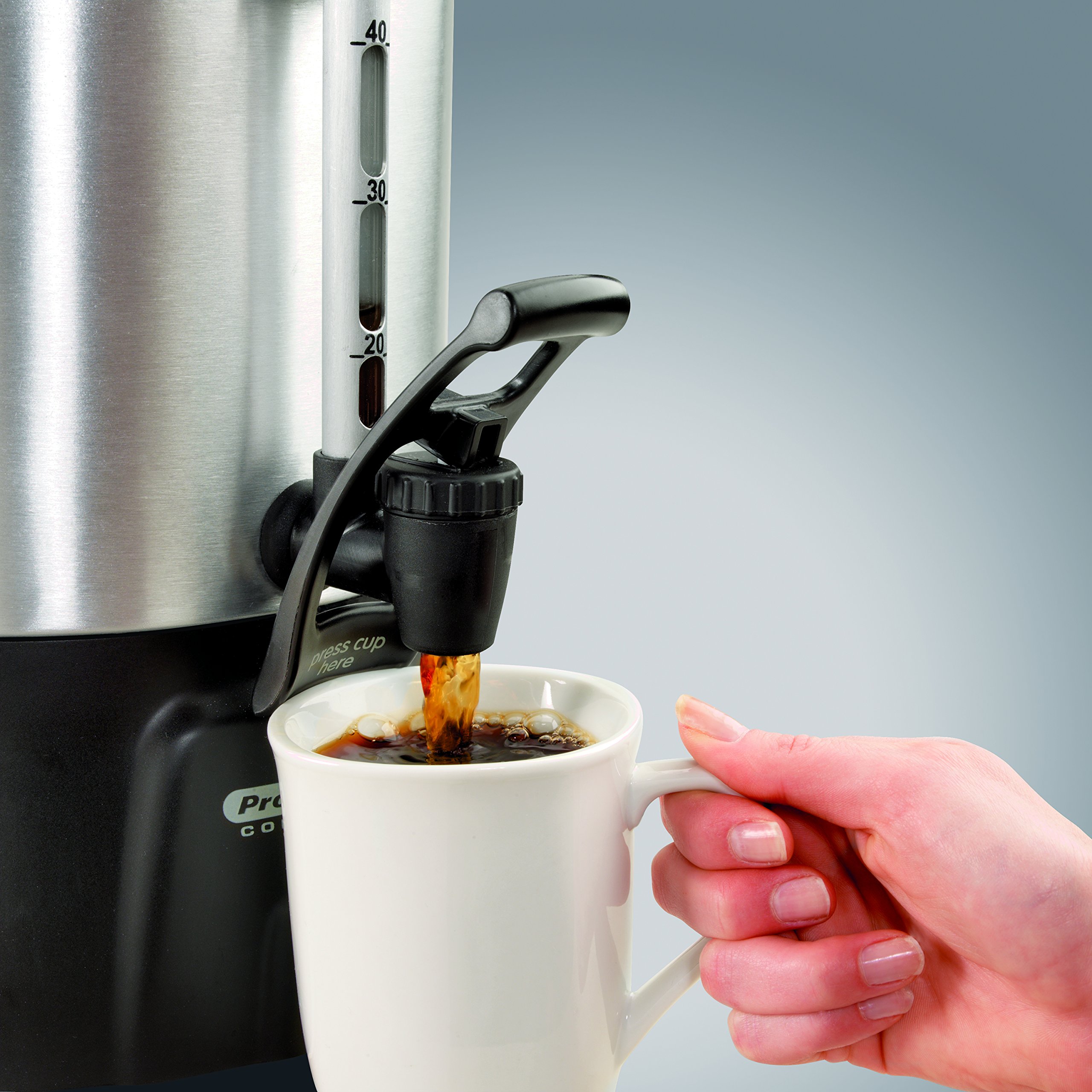 Proctor Silex 45040 40-Cup Commercial Coffee Urn - Brushed Aluminum & Stainless Steel - Perfect for Offices, Events & Catering Services