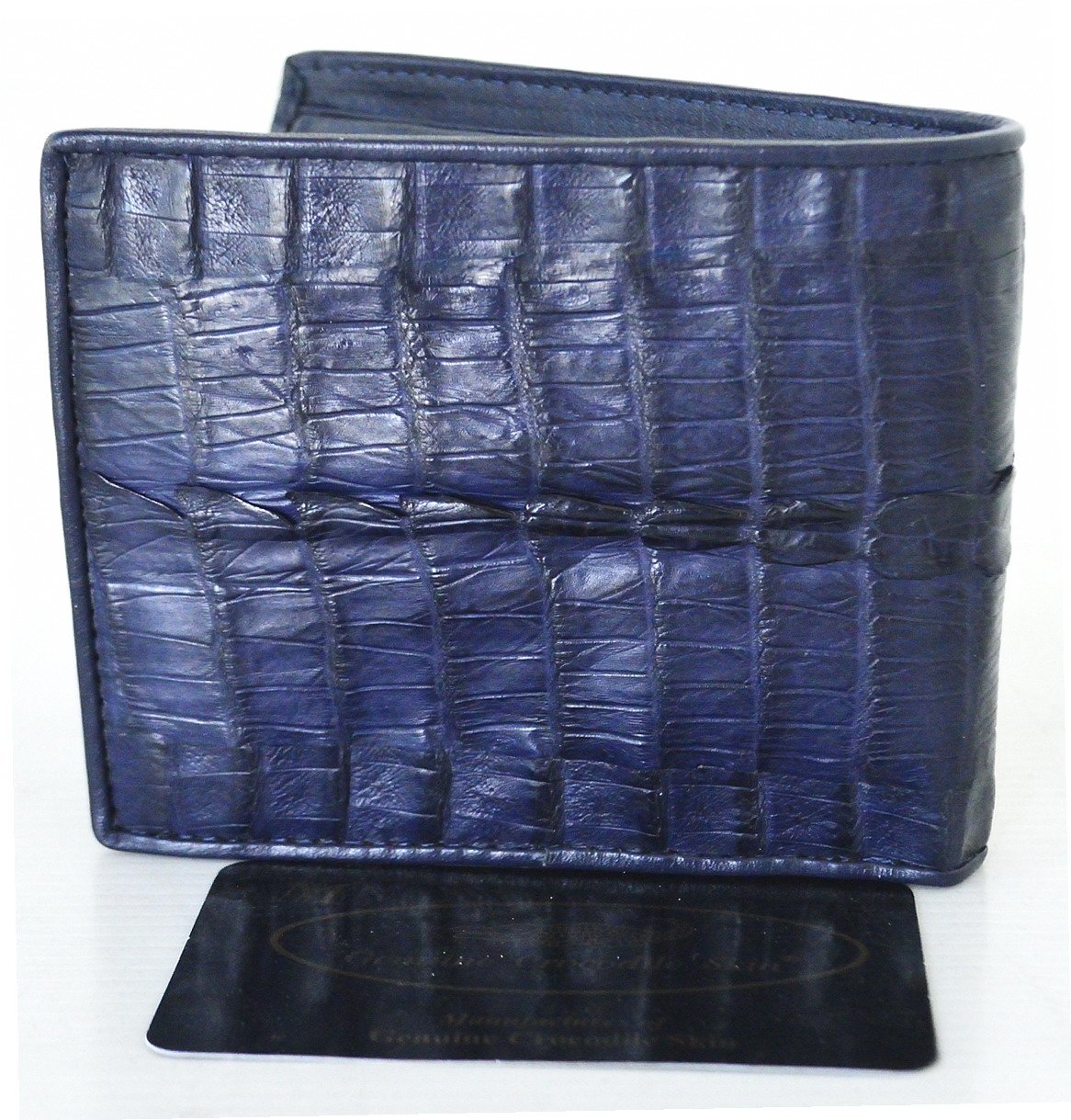 Premium Men's Bifold Crocodile Tail Leather Wallet - Dark Blue | RFID Blocking | Slim Design | Perfect Gift for Dad, Husband & Business Professionals | Everyday Carry & Formal Occasions