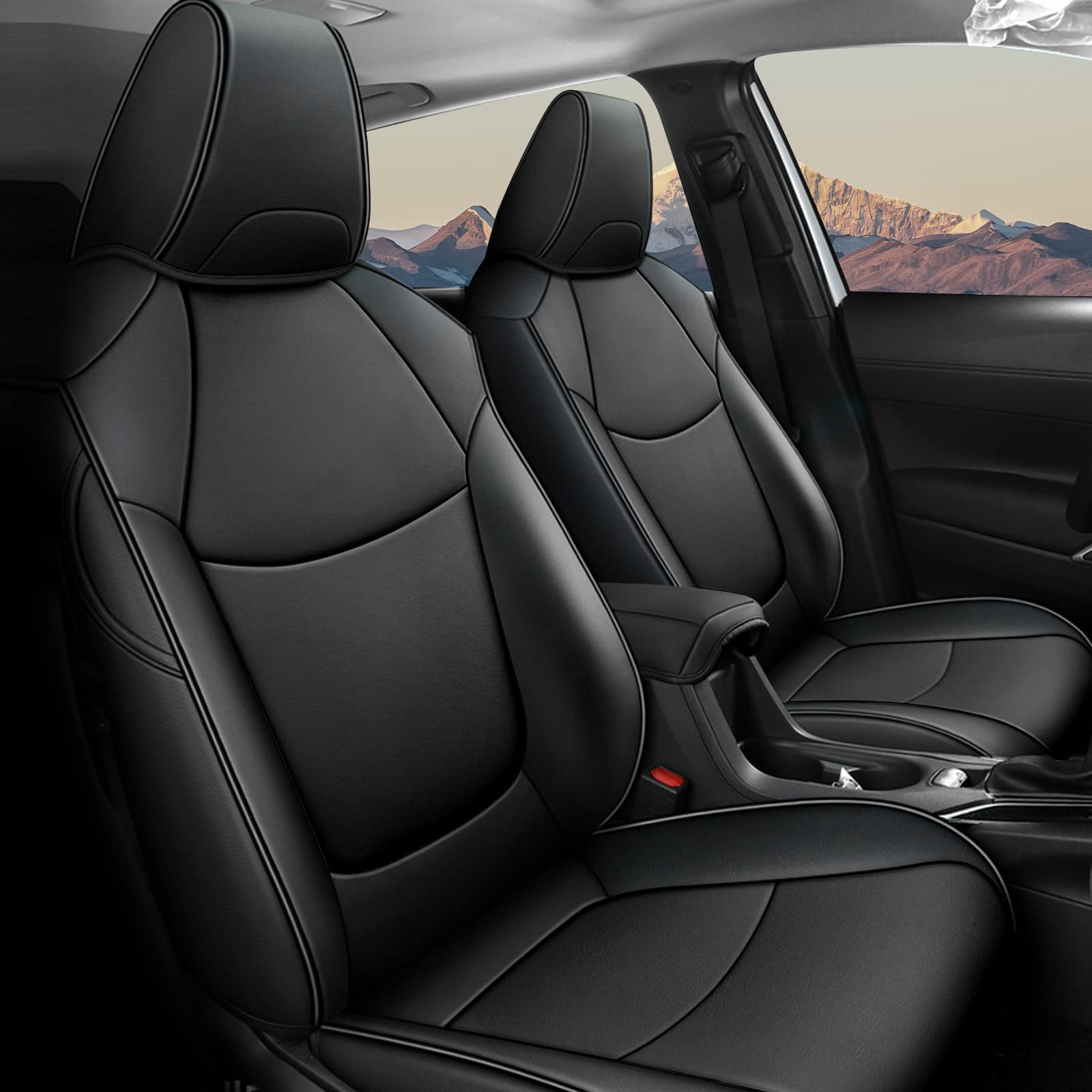 AOMSAZTO Custom Fit Leather Seat Covers for Toyota Corolla 2020 2021 2022 (L, LE) - Full Set Black Car Seat Protectors | Premium Interior Upgrade for Daily Commute & Road Trips