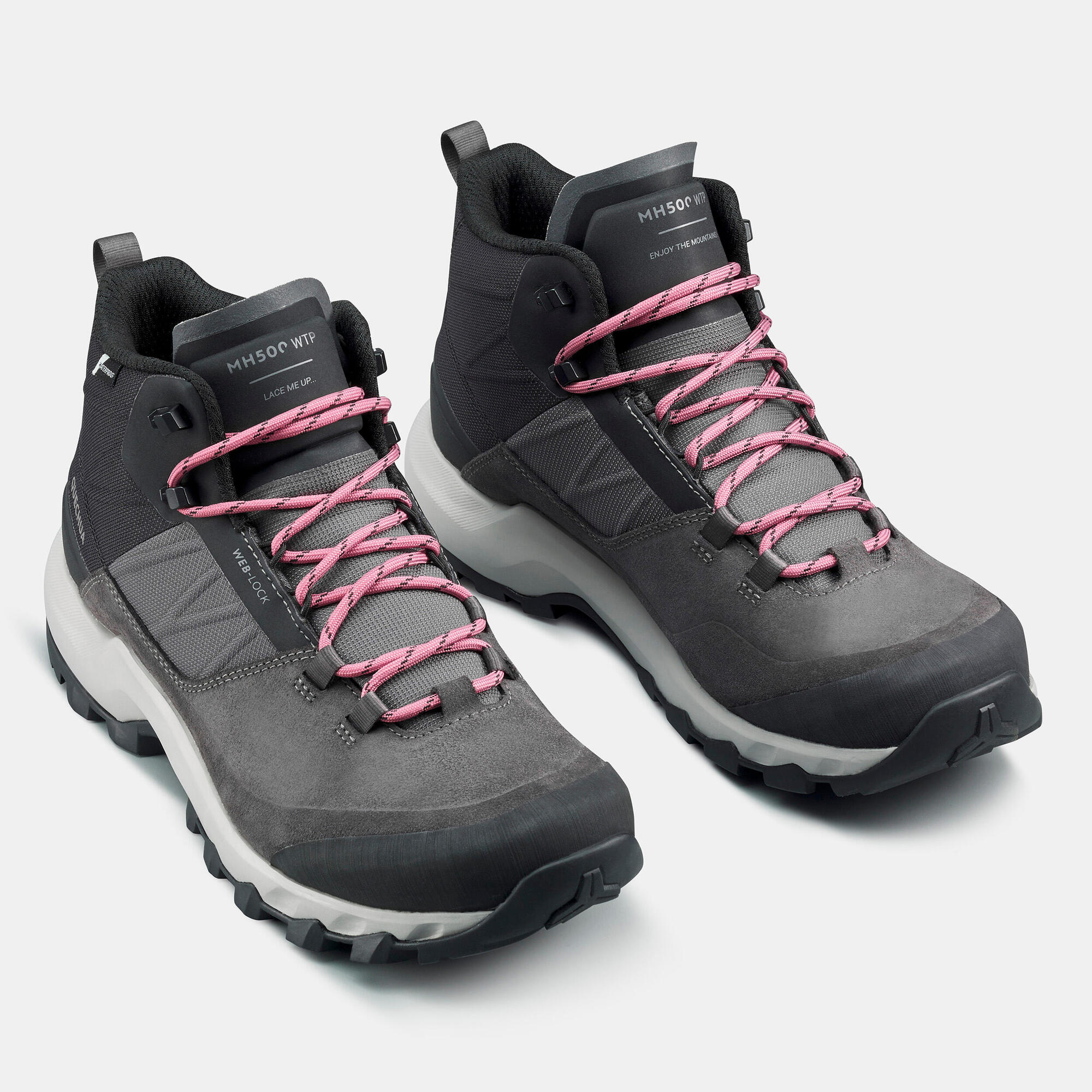 Quechua Women's MH500 Waterproof Mid Hiking Boots - Lightweight Trekking Shoes for Outdoor Adventures, Trail Running & Camping