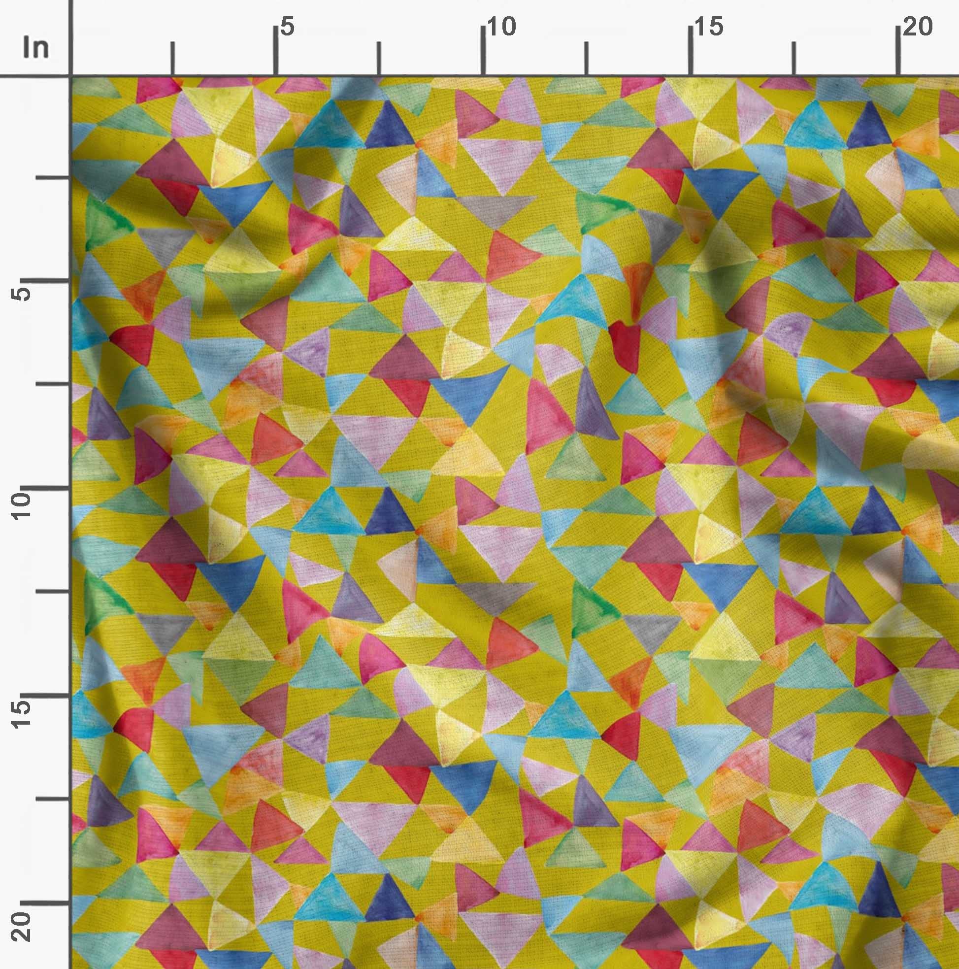 Soimoi Moss Georgette Brown Fabric by The Yard - 42 Inch Wide Geometric Print Fabric for DIY Crafts, Dresses & Home Decor | Triangle Pattern Chic Fabric for Sewing, Quilting & Fashion Design