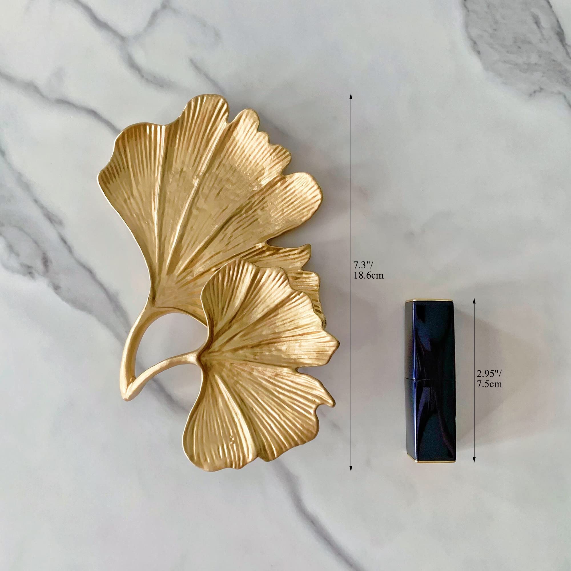 Leaf Shaped Metal Jewelry Dish - Elegant Ring Holder & Jewelry Organizer Tray for Dresser, Vanity, or Nightstand - Perfect Christmas, Birthday, Wedding Gift for Women - Great for Organizing Rings, Earrings & Small Trinkets