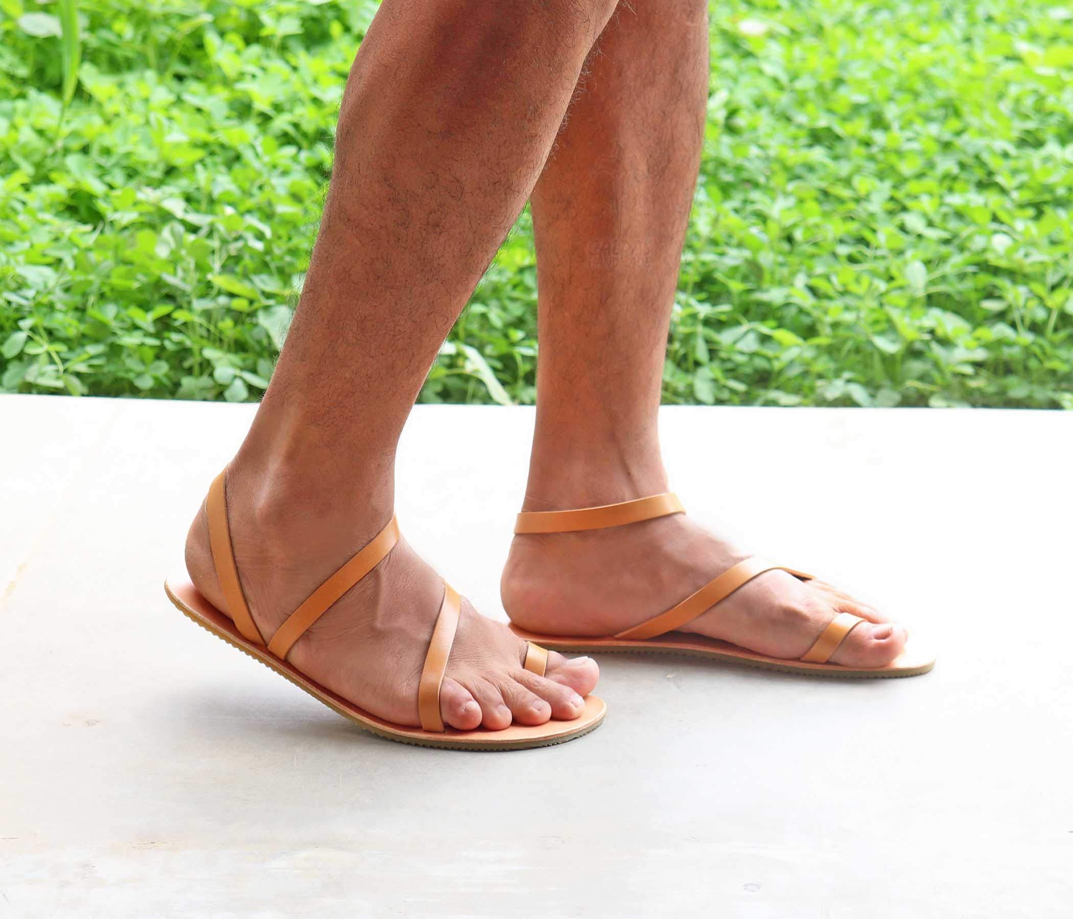 Minimalist Leather Barefoot Sandals for Men - Comfortable Greek Style Gay Sandals - Perfect for Beach, Vacation & Summer Walking - BALI