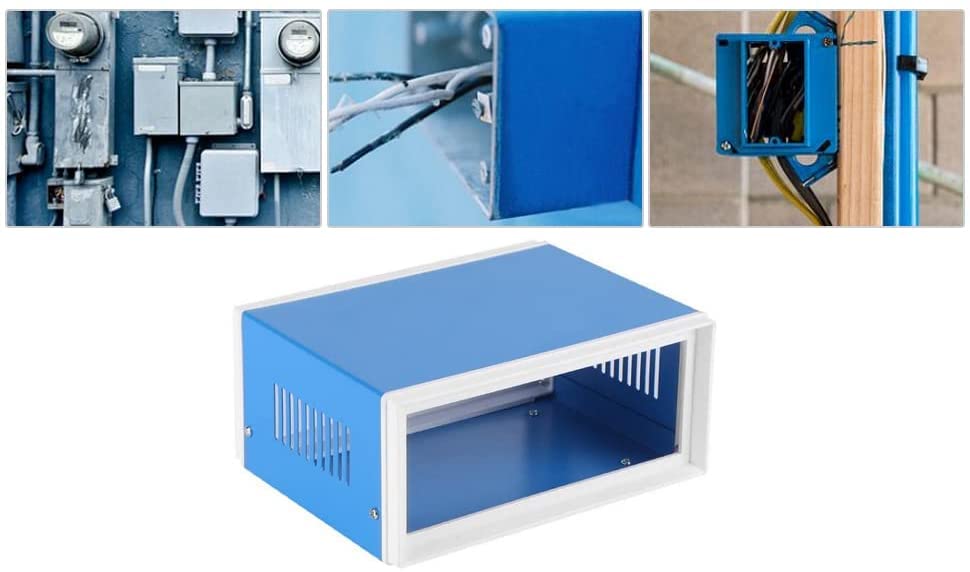 Bettomshin Waterproof Junction Box - Blue Metal Electrical Enclosure, Dustproof Universal Project Box for Electronics (9.84