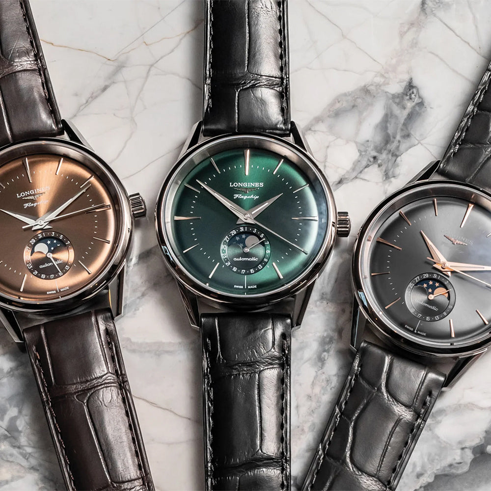 Flagship Heritage Moonphase 38.5mm Automatic Watch - Sunray Green Dial, Stainless Steel Case | Perfect for Business, Formal Events & Luxury Gift Giving