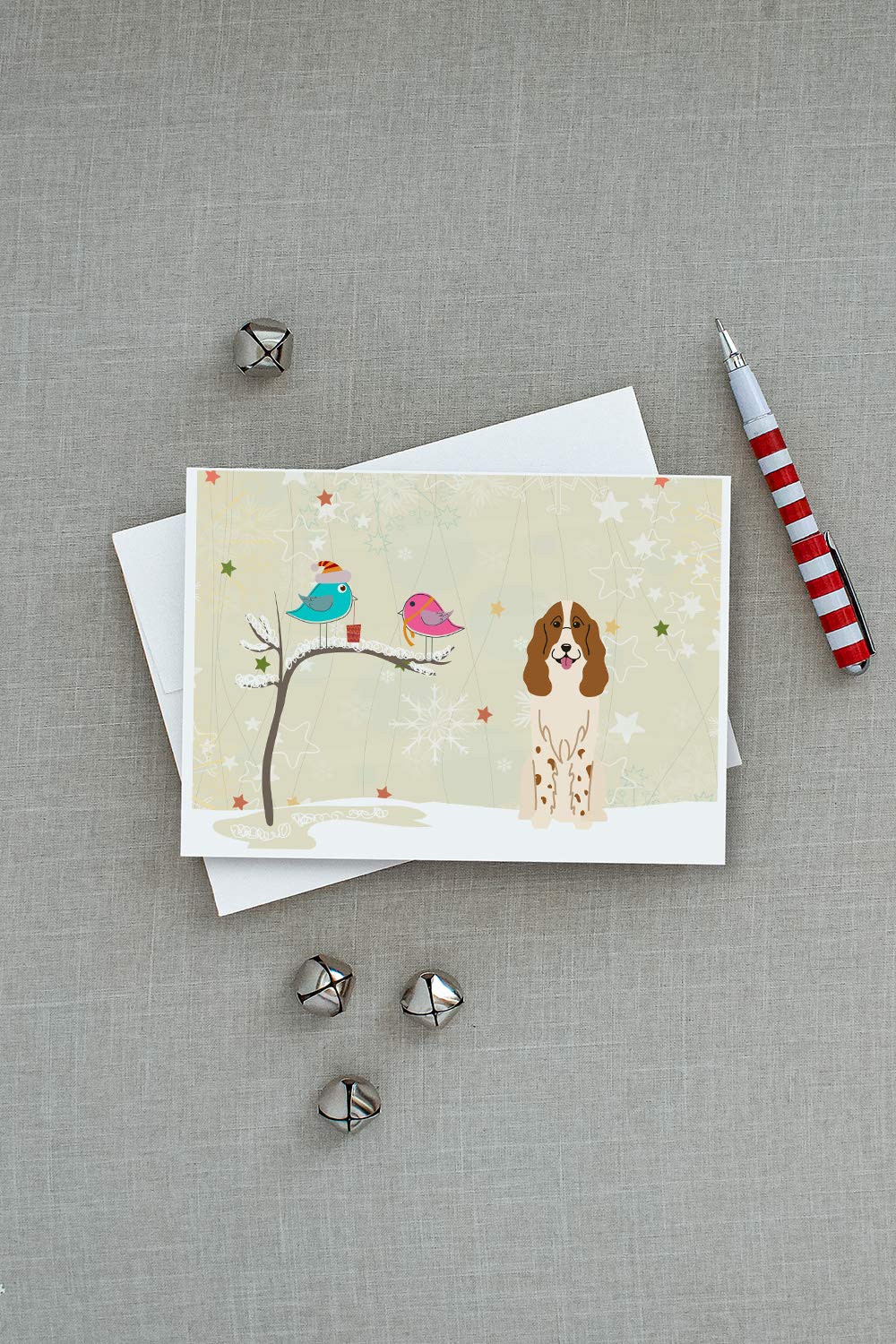 Russian Spaniel Christmas Greeting Cards - Pack of 8 Blank A7 (5x7) Note Cards with Envelopes | Whimsical Holiday Presents Between Friends | Perfect for Christmas Gifts, Holiday Mail & Festive Correspondence