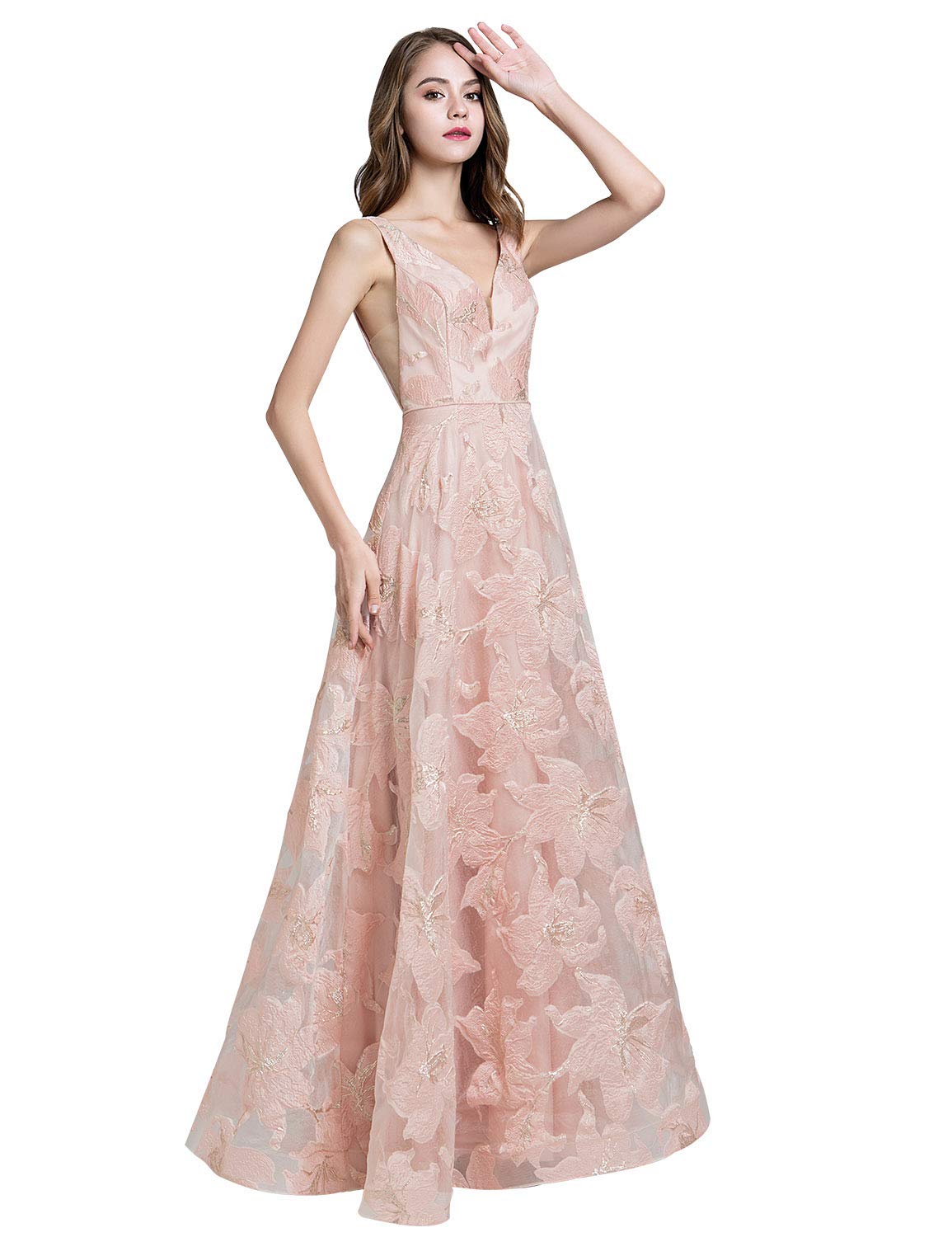 Sarahbridal Women's Elegant Long Beaded Prom Evening Dresses 2022 | Pearl Embellished Wedding Party Ball Gowns for Homecoming, Quinceañera & Formal Events