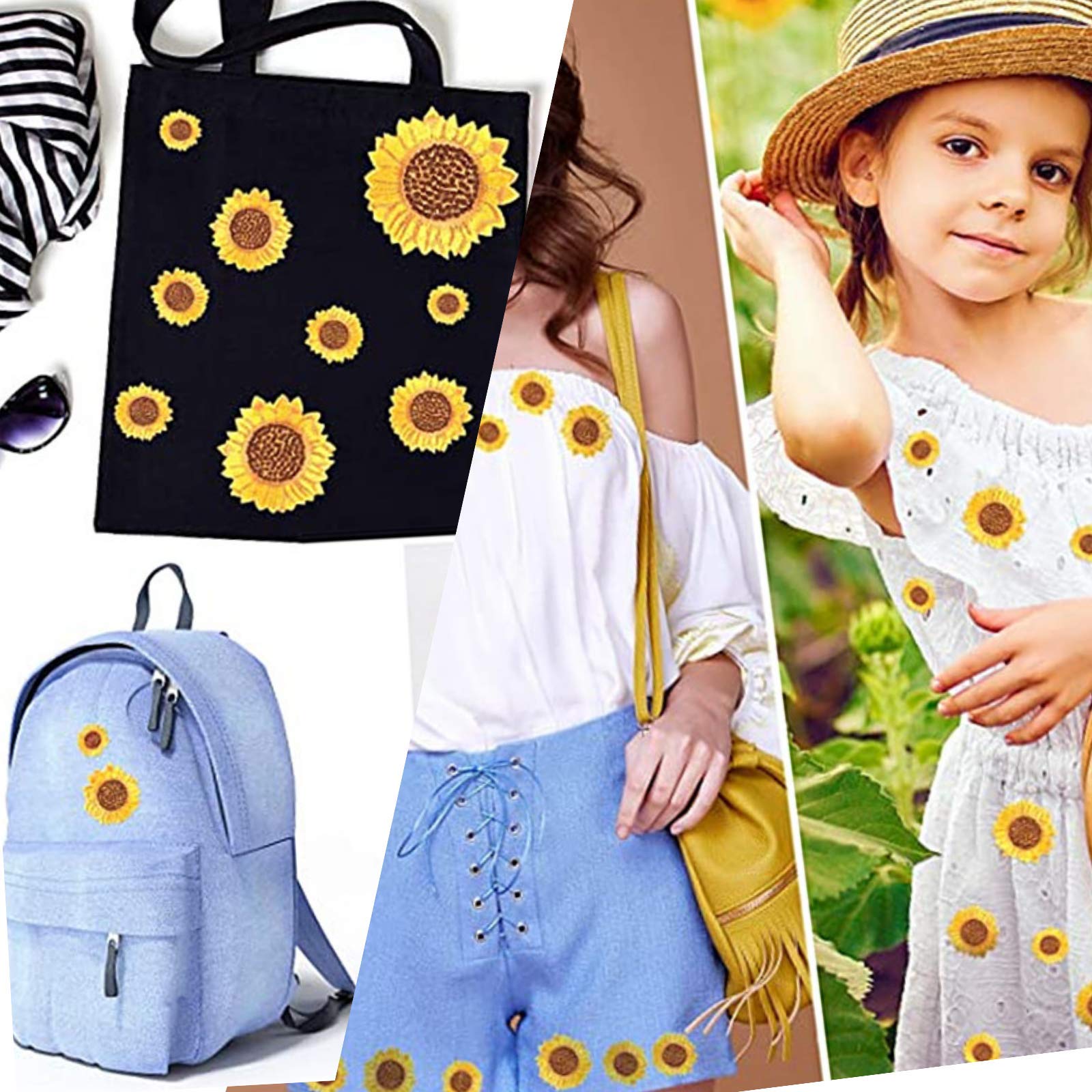 NNHOM 35-Piece Embroidered Iron-On Patch Set for Clothing - Sunflower & Butterfly Designs, Large Size Cute DIY Patches for Jeans, Bags, Jackets & Crafts | Perfect for DIY Fashion, Backpack Decor & Custom Clothing Projects