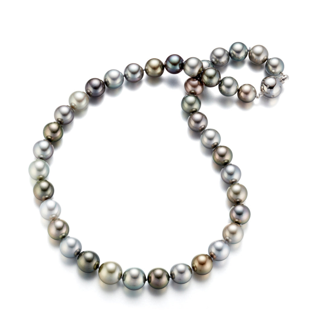 10-12mm Multi-Color Tahitian Pearl Necklace | Elegant Black Pearl Jewelry for Women | Perfect for Weddings, Parties & Special Occasions