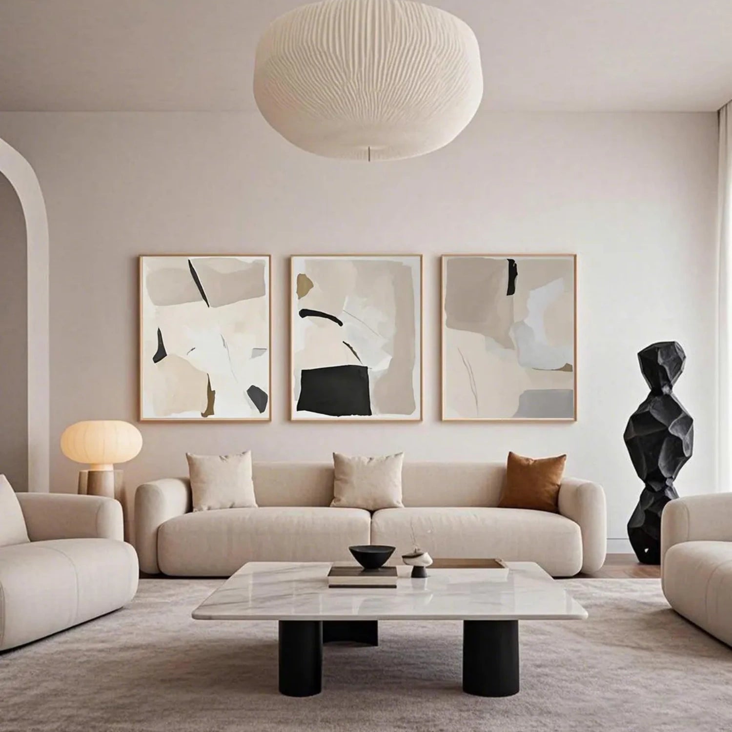 Abstract Tranquility Set of 3 Wall Art Paintings - Modern Minimalist Canvas Prints for Living Room, Bedroom & Office Decor - #WS287