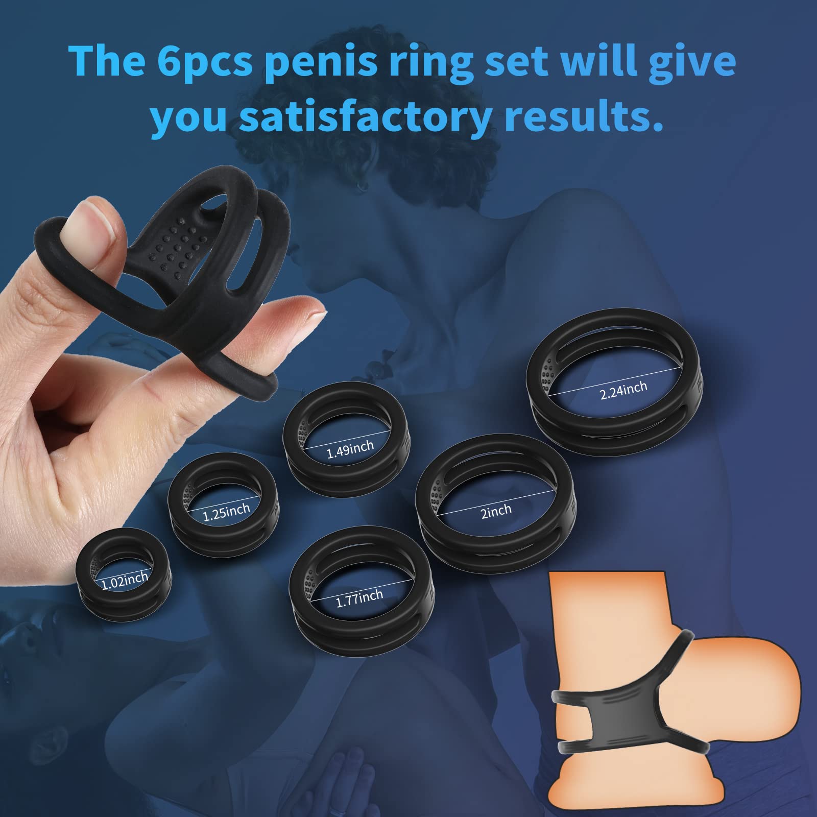 6-Pack Silicone Cock Rings for Men - Stretchy & Comfortable Penis Rings Set for Erection Support, Stronger & Longer Lasting Pleasure - Perfect Couples Sex Toy for Enhanced Intimacy & Spice Up Your Bedroom Life