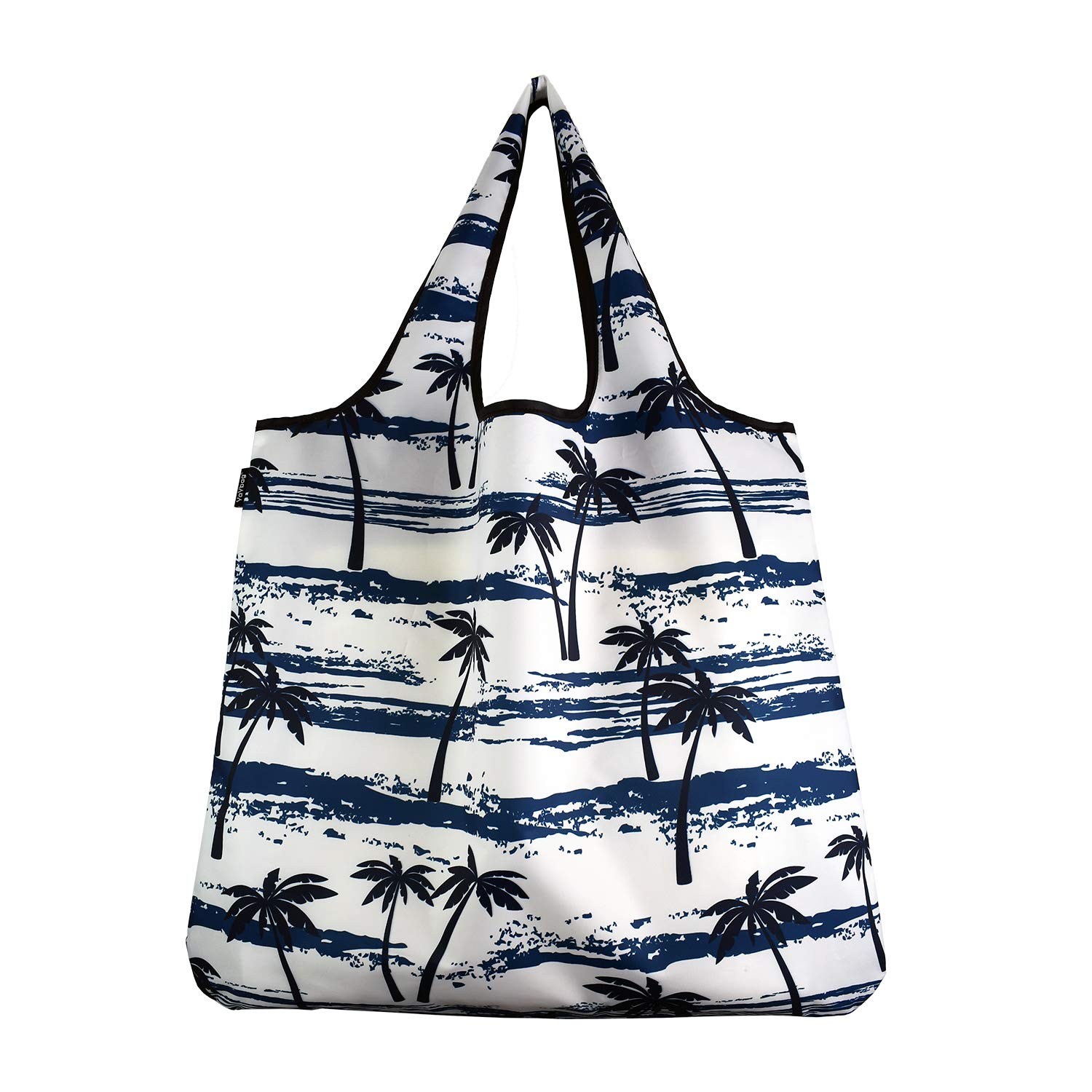 Jumbo Heavy Duty Reusable Shopping Bags - Eco-Friendly Grocery & Produce Bags - Washable & Foldable (55 lbs Capacity) with Palm Tree Design - Perfect for Grocery Shopping, Farmers Markets & Beach Trips